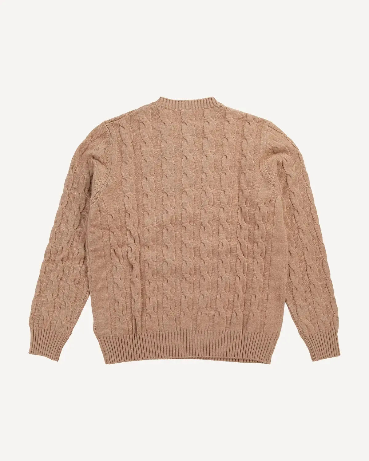 Eleventy Cashmere Cable Crew Neck Jumper Camel-MALFORD OF LONDON SAVILE ROW MENSWEAR OUTLET