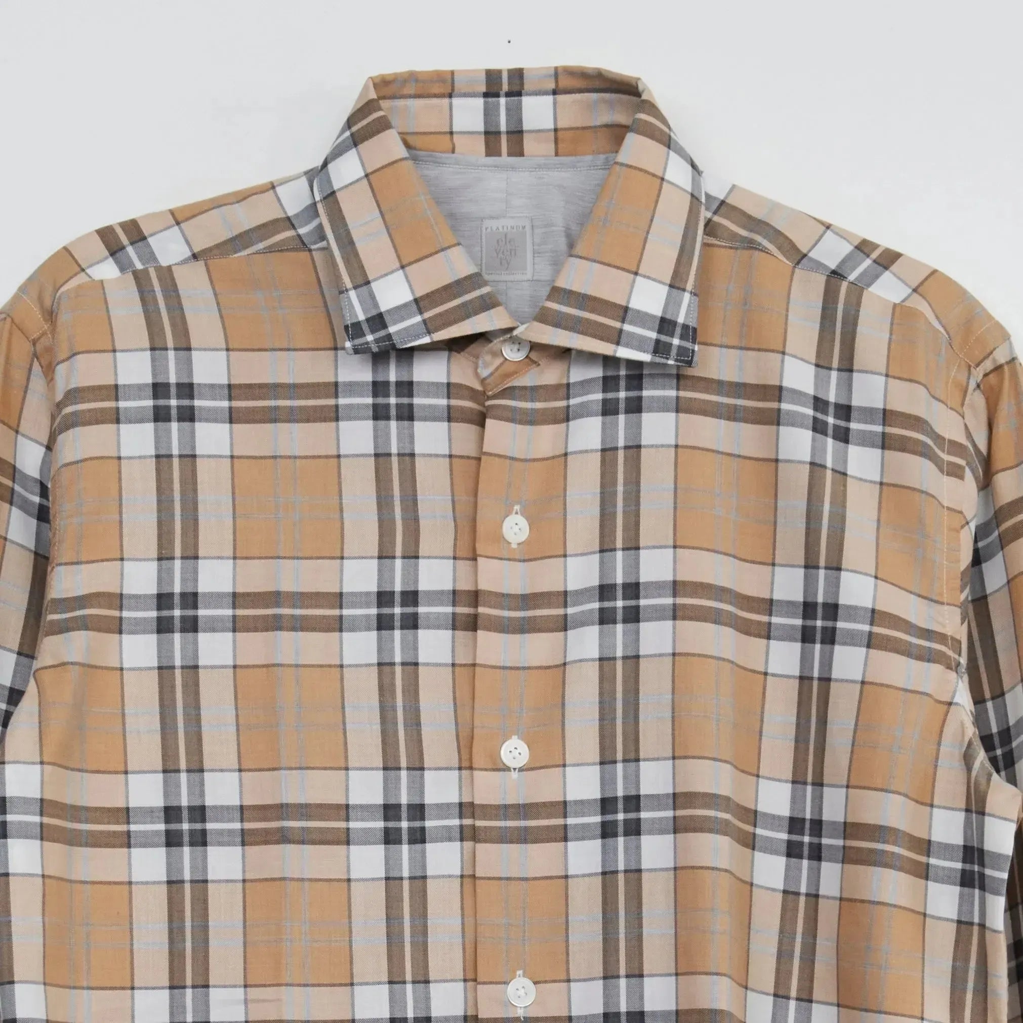 Eleventy Check Shirt Brown & White-MALFORD OF LONDON SAVILE ROW MENSWEAR OUTLET
