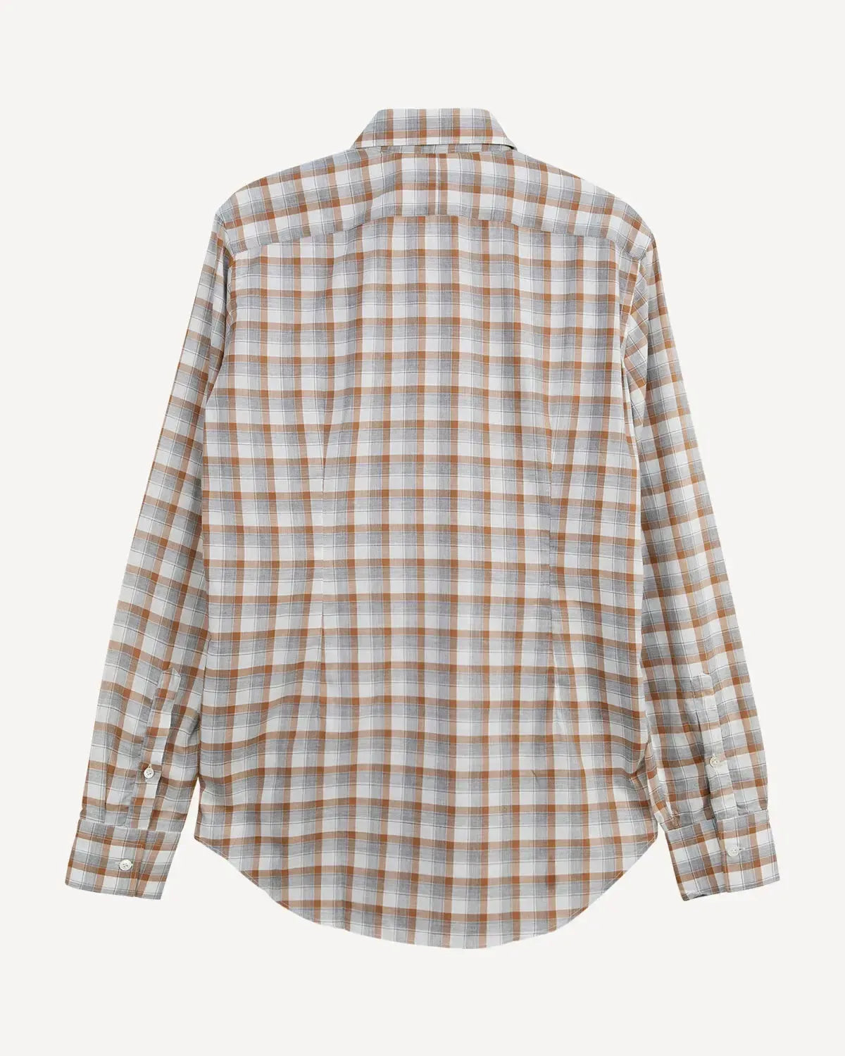 Eleventy Summer Check Shirt Beige White Grey-MALFORD OF LONDON SAVILE ROW MENSWEAR OUTLET