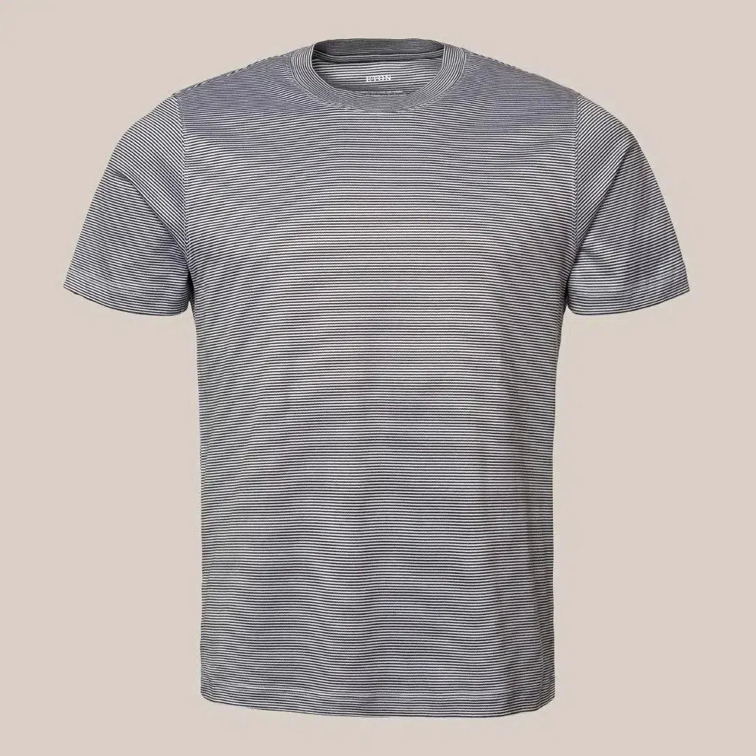 Eton Classic Fit Striped T-Shirt Black-MALFORD OF LONDON SAVILE ROW MENSWEAR OUTLET