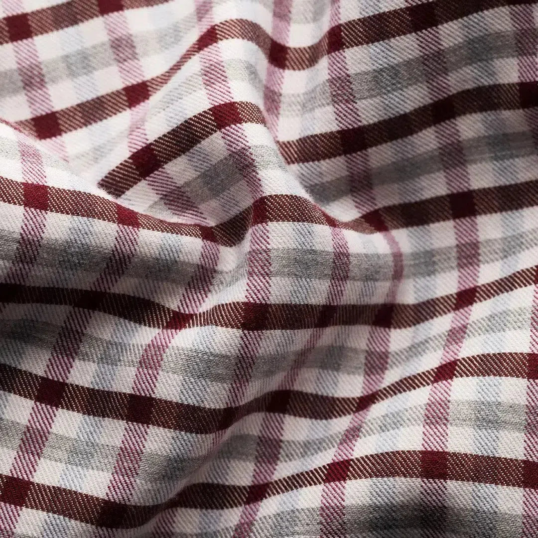 Eton Contemporary Fit Flannel Check Shirt Dark Red-MALFORD OF LONDON SAVILE ROW MENSWEAR OUTLET