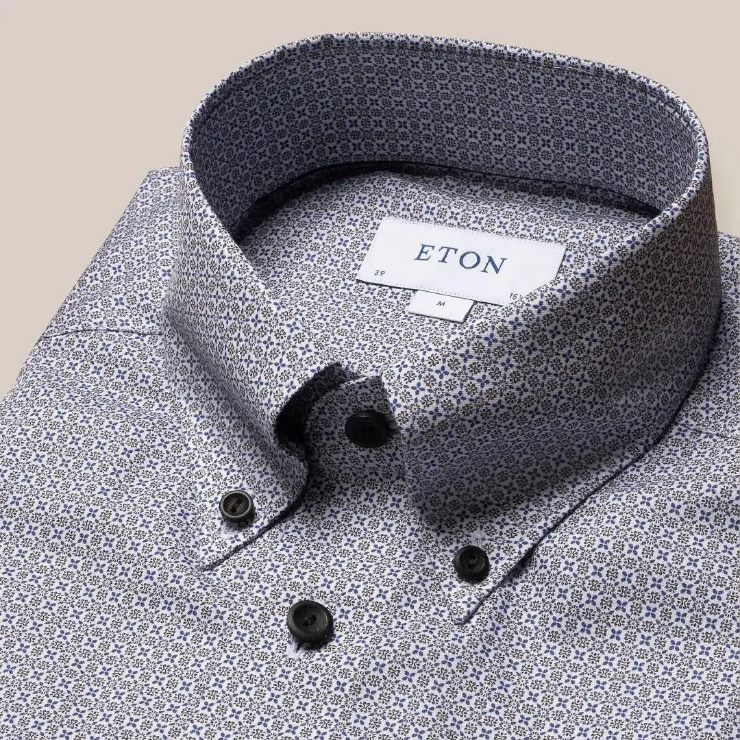 Eton Contemporary Fit Signature Twill Shirt Navy Blue-MALFORD OF LONDON SAVILE ROW MENSWEAR OUTLET