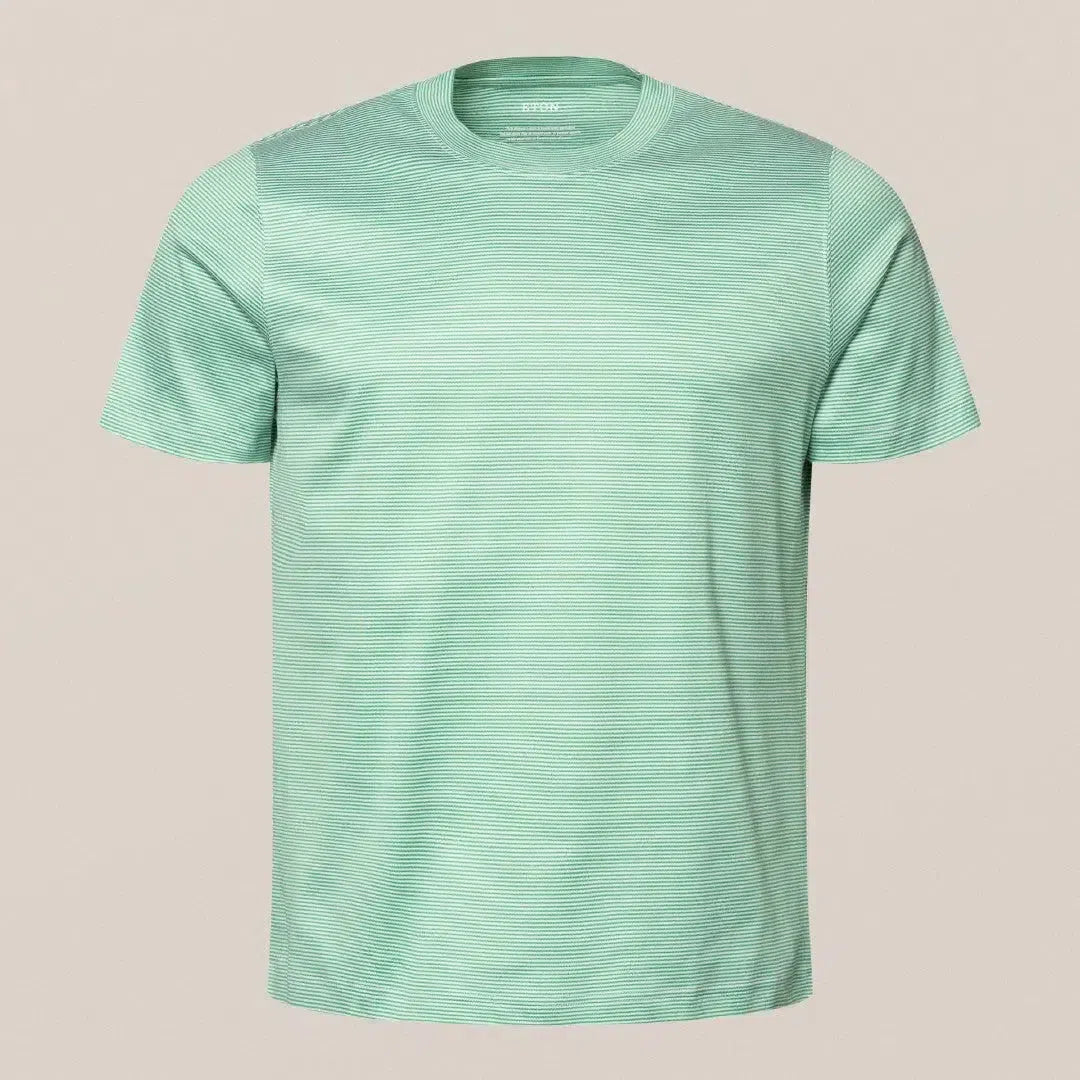 Eton Crew Neck Striped T-shirt Light Green-MALFORD OF LONDON SAVILE ROW MENSWEAR OUTLET