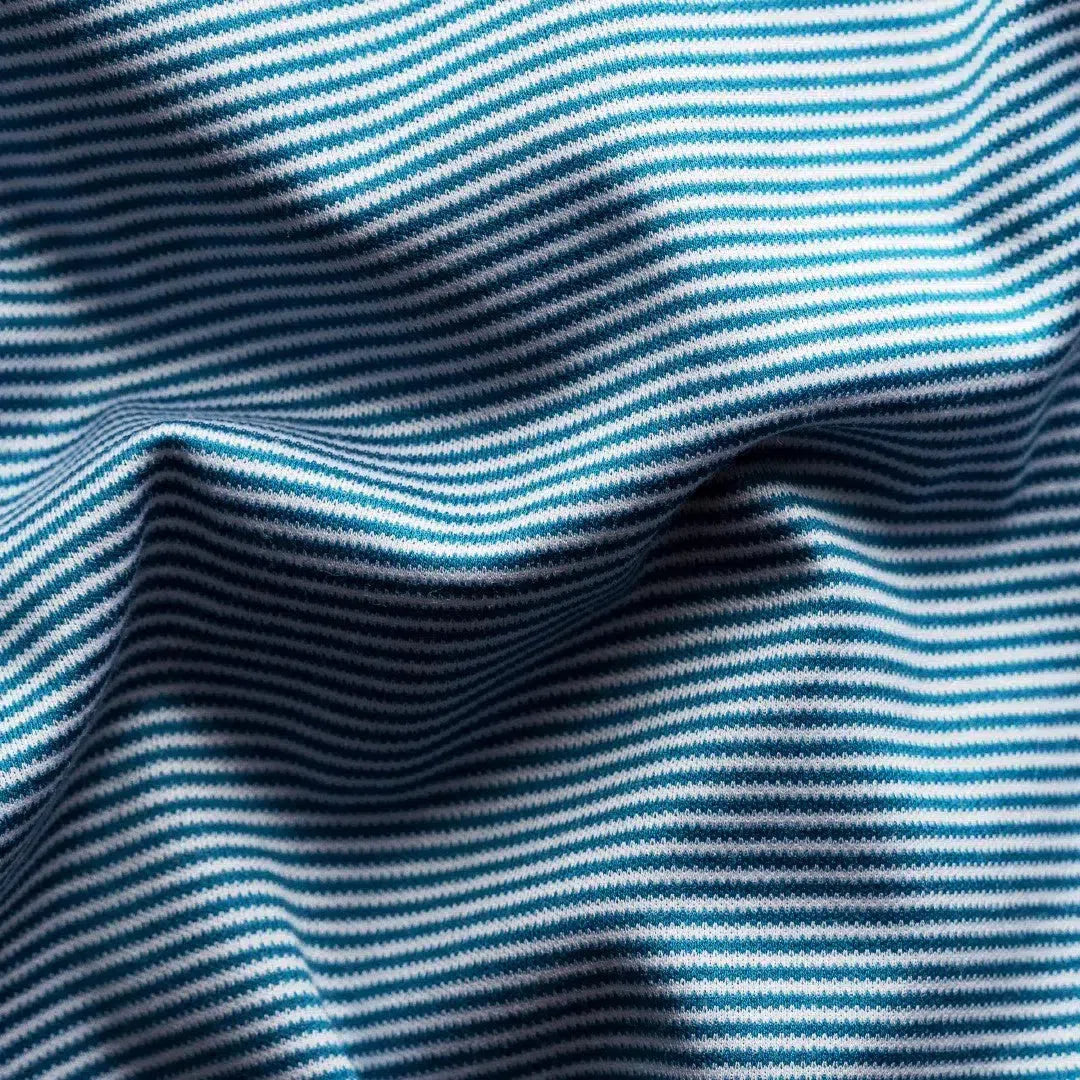 Eton Crew Neck Striped T-shirt Mid Blue-MALFORD OF LONDON SAVILE ROW MENSWEAR OUTLET