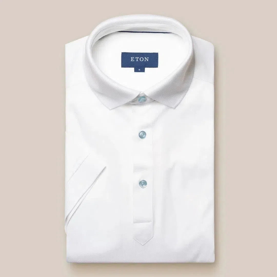 Eton Regular Fit Plain Polo Shirt White-MALFORD OF LONDON SAVILE ROW MENSWEAR OUTLET