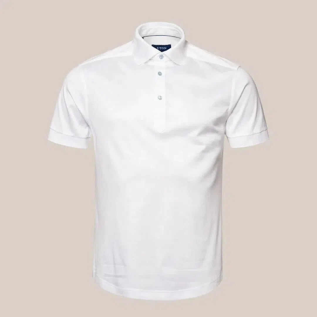 Eton Regular Fit Plain Polo Shirt White-MALFORD OF LONDON SAVILE ROW MENSWEAR OUTLET