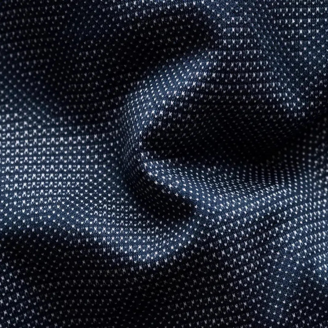 Eton Regular Fit Zig-Zag Weave Polo Shirt Dark Blue/White-MALFORD OF LONDON SAVILE ROW MENSWEAR OUTLET