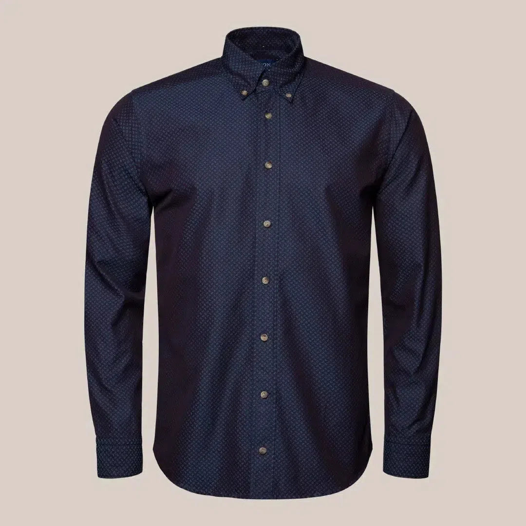 Eton Slim Fit Casual Micro Paisley Shirt Indigo-MALFORD OF LONDON SAVILE ROW MENSWEAR OUTLET