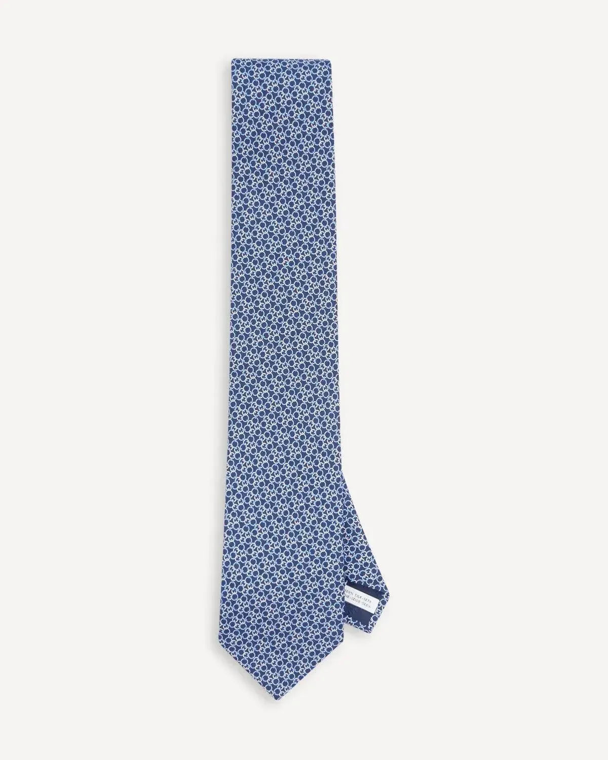 Ferragamo Printed Silk Tie - Navy Sky Circle-MALFORD OF LONDON SAVILE ROW MENSWEAR OUTLET