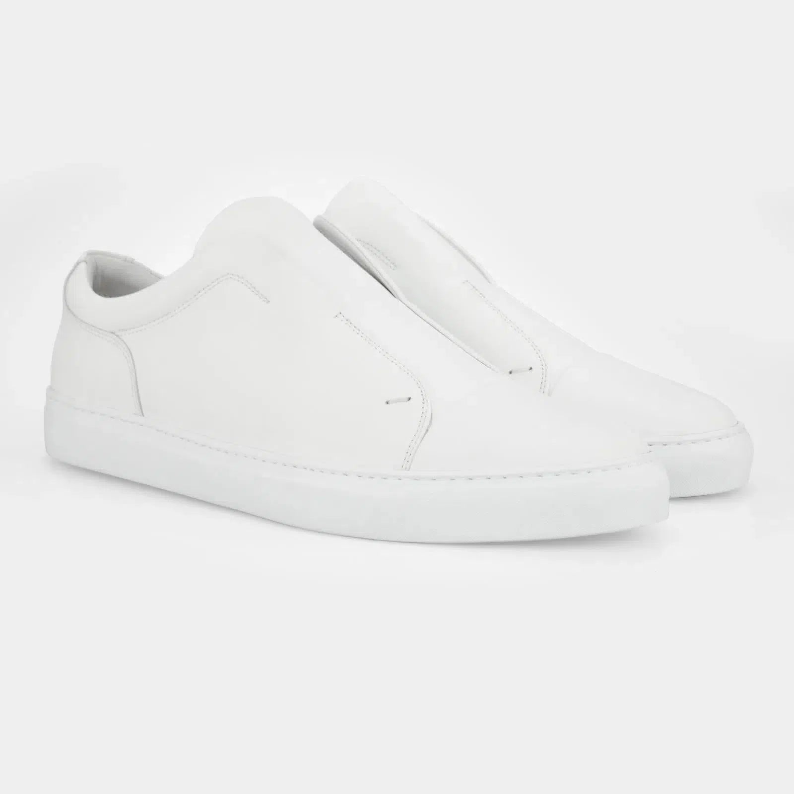 Harrys Of London Aaron Tech Leather Trainer White-MALFORD OF LONDON SAVILE ROW MENSWEAR OUTLET