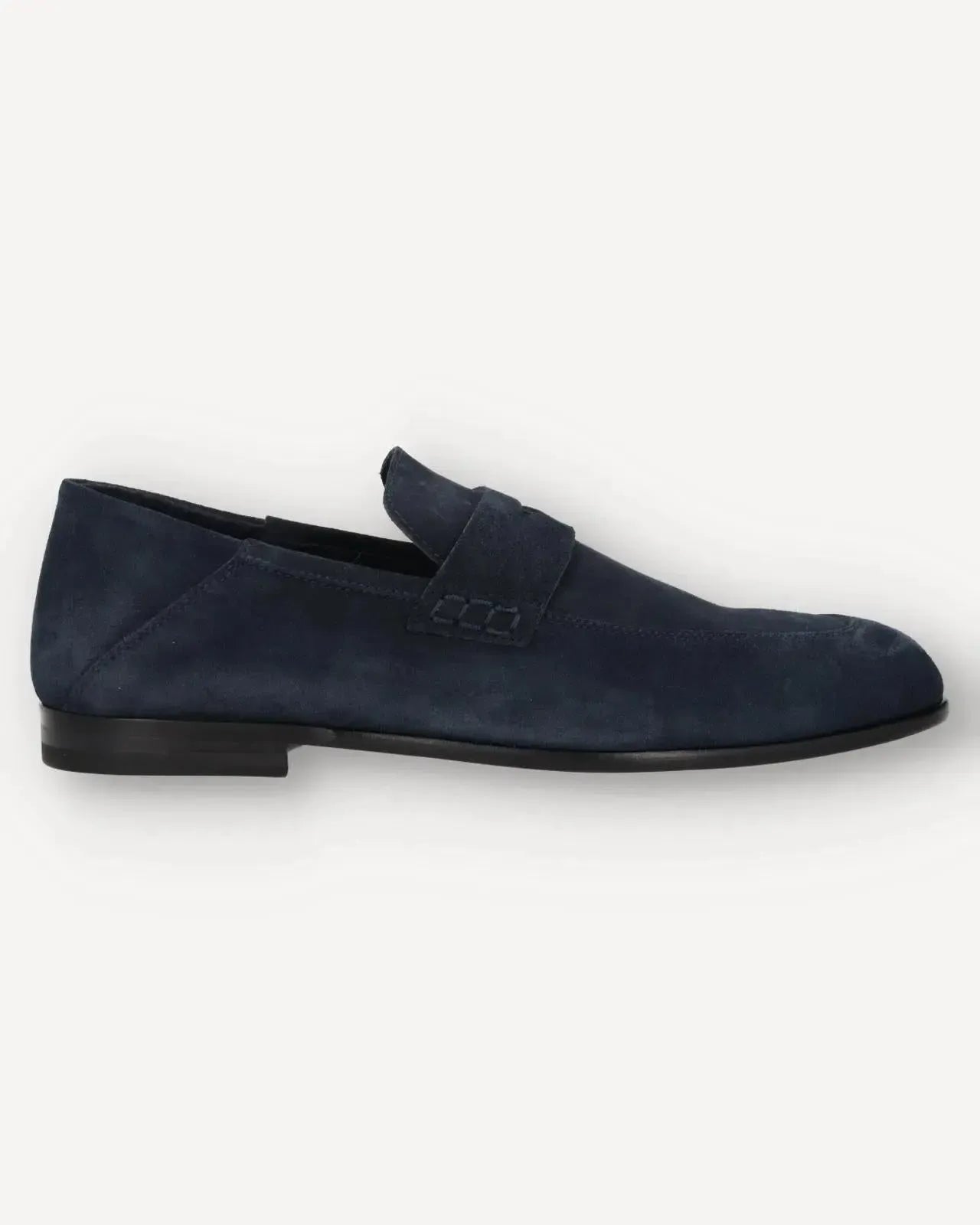 Harrys Of London Edward Soft G Suede Penny Loafer Midnight-MALFORD OF LONDON SAVILE ROW MENSWEAR OUTLET
