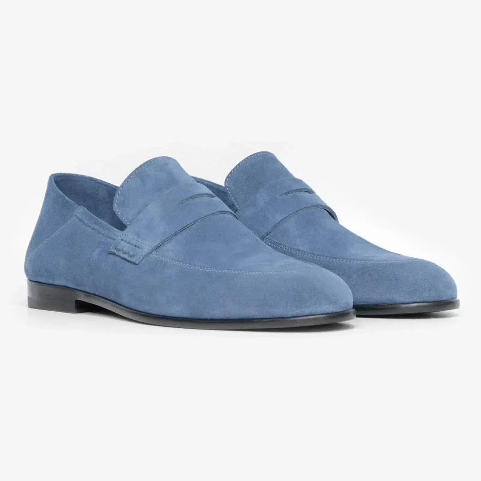 Harrys Of London Edward Soft G Suede Shoe Indigo-MALFORD OF LONDON SAVILE ROW MENSWEAR OUTLET