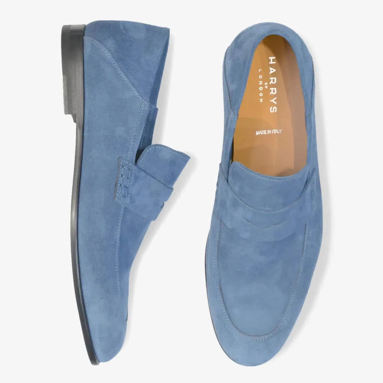 Harrys Of London Edward Soft G Suede Shoe Indigo-MALFORD OF LONDON SAVILE ROW MENSWEAR OUTLET