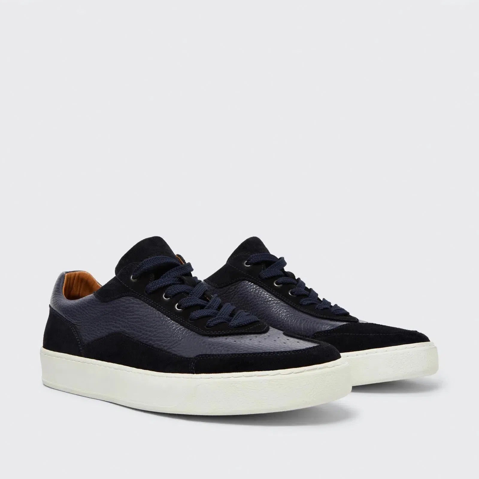 Harrys Of London Finch Suede/Soft Milled Calf Trainer Navy-MALFORD OF LONDON SAVILE ROW MENSWEAR OUTLET