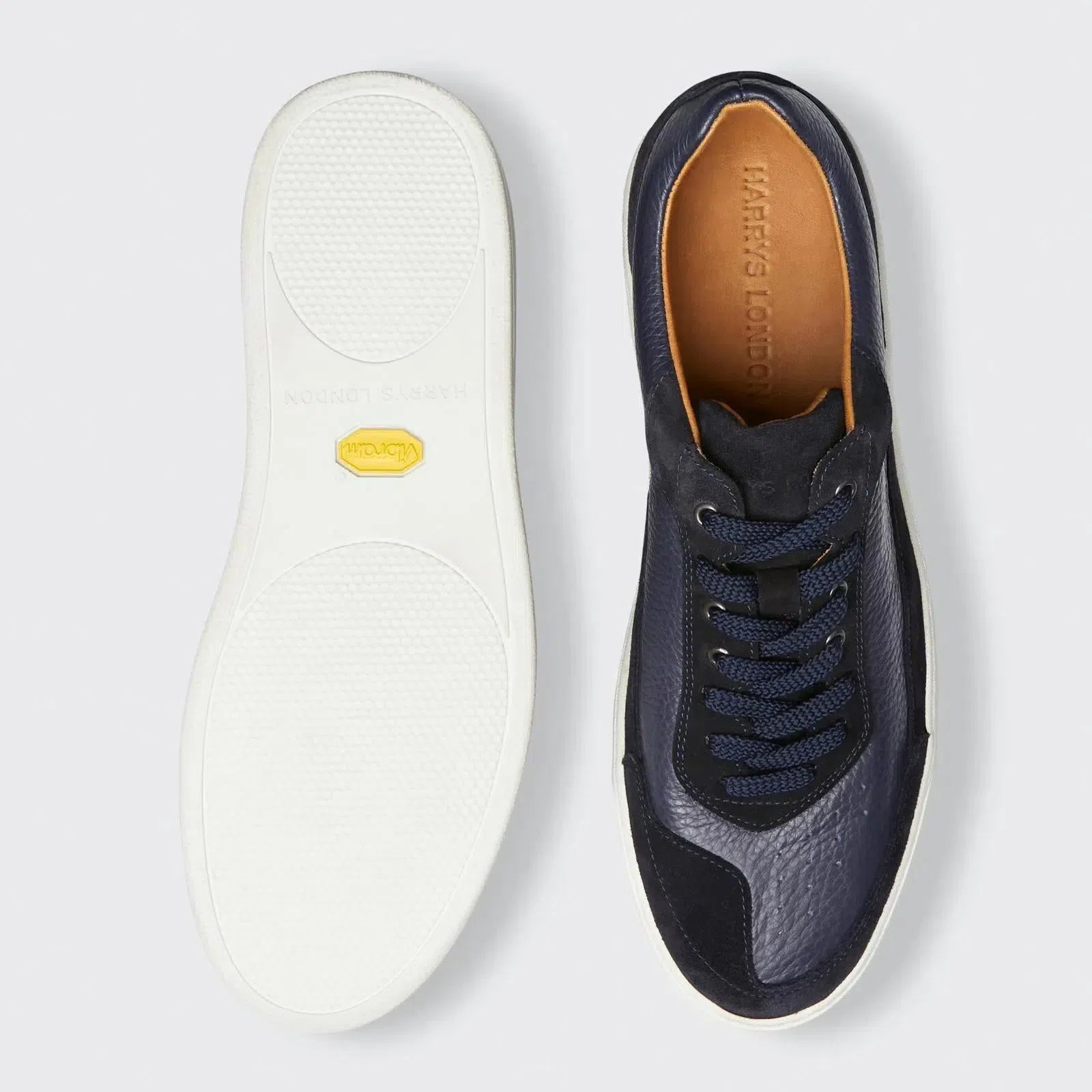 Harrys Of London Finch Suede/Soft Milled Calf Trainer Navy-MALFORD OF LONDON SAVILE ROW MENSWEAR OUTLET
