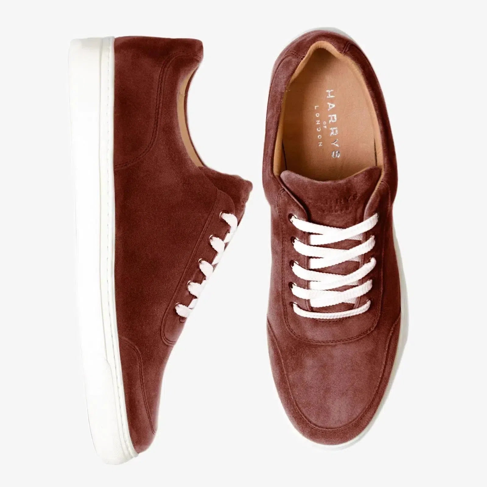 Harrys Of London Nimble Suede Burgundy Sole Alabaster-MALFORD OF LONDON SAVILE ROW MENSWEAR OUTLET