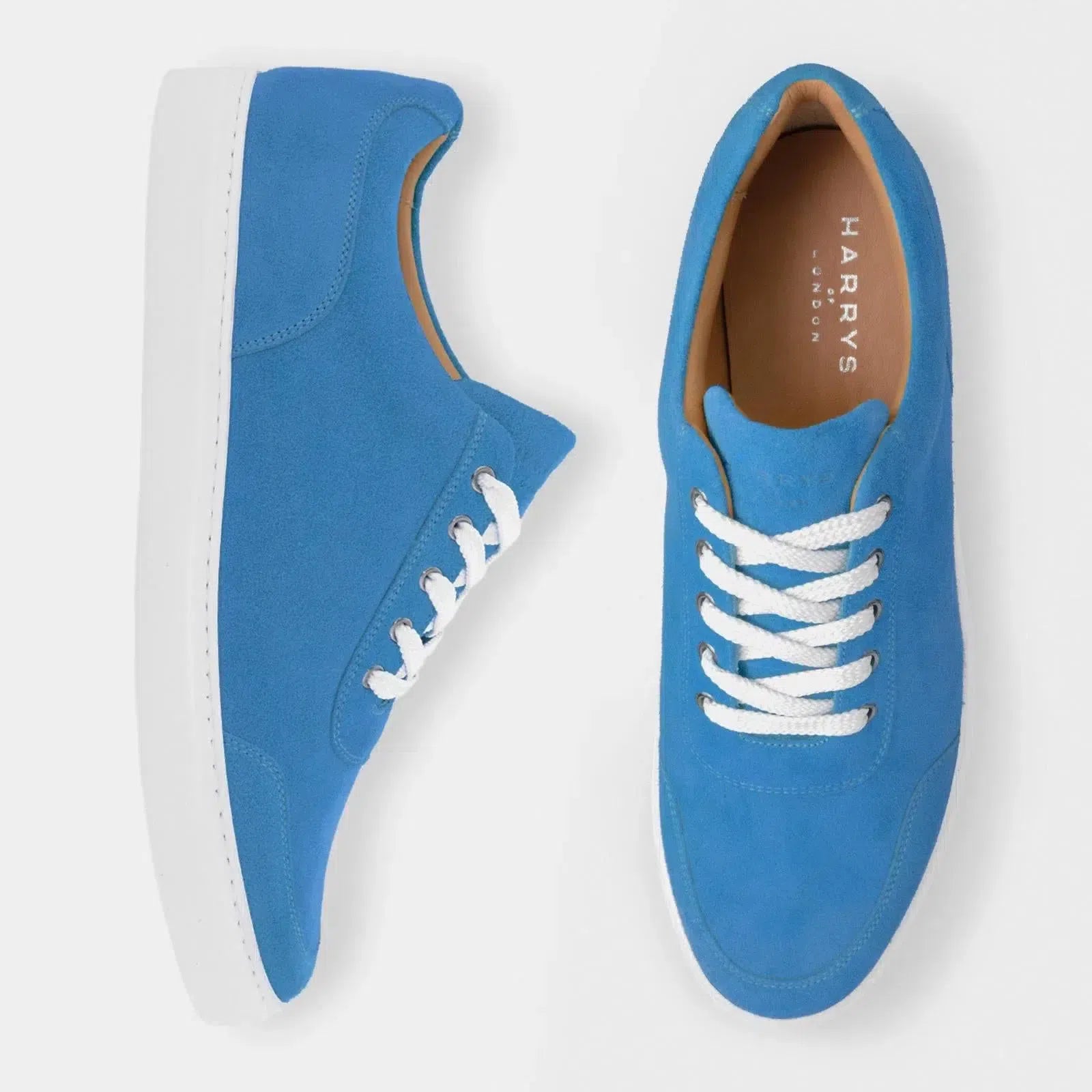 Harrys Of London Nimble Suede Trainer Sky Blue-MALFORD OF LONDON SAVILE ROW MENSWEAR OUTLET