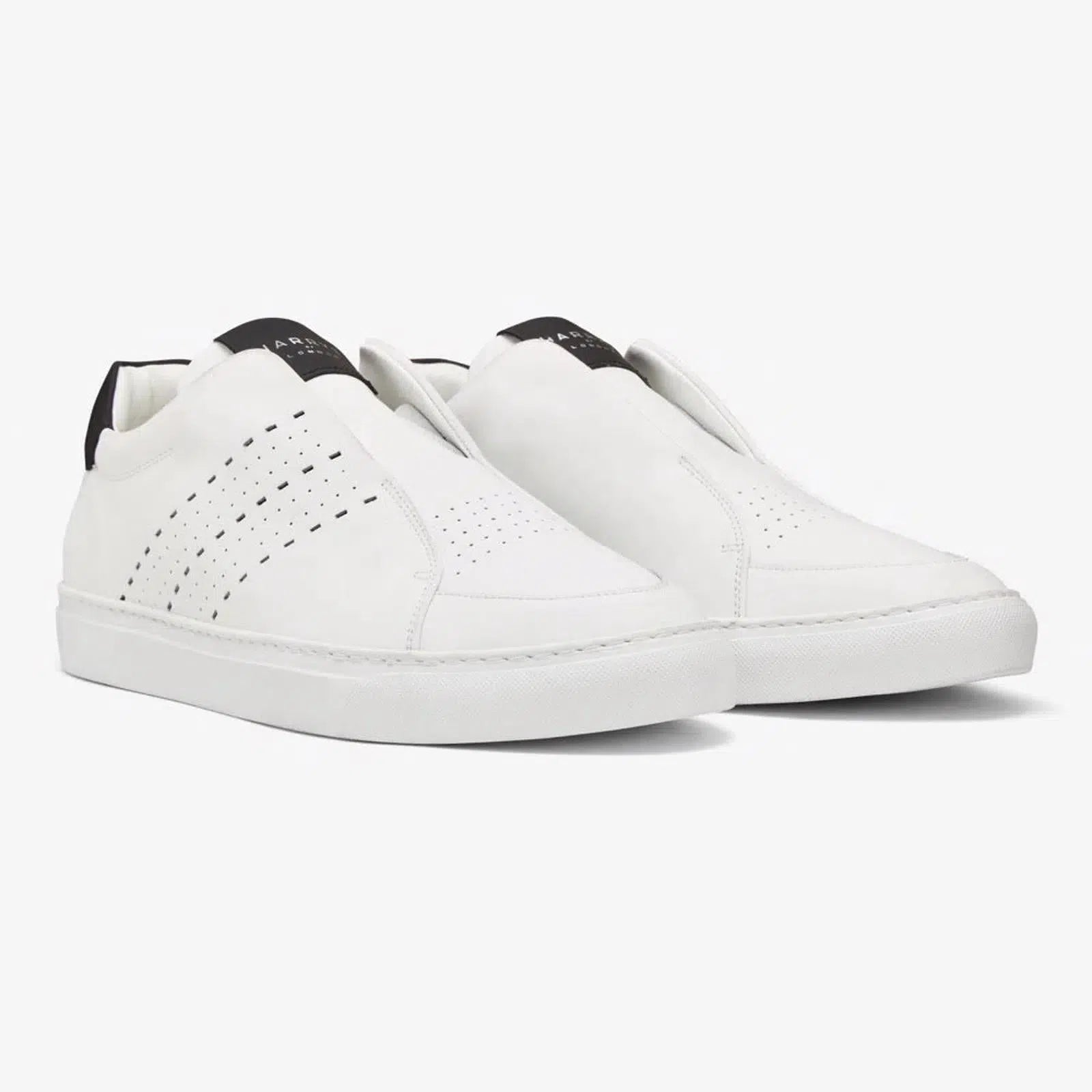Harrys Of London Track Tech Leather Trainer White-Black-MALFORD OF LONDON SAVILE ROW MENSWEAR OUTLET