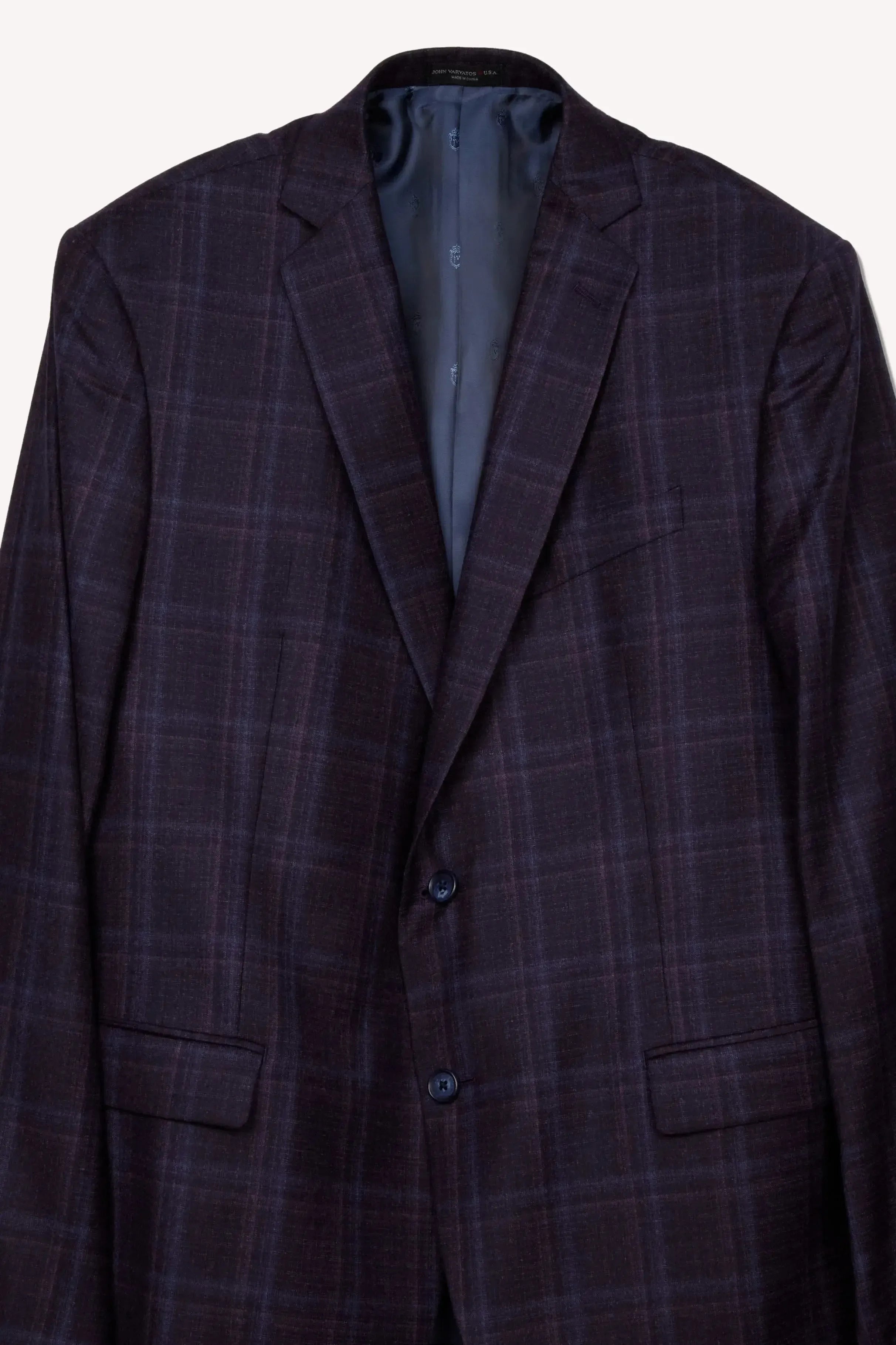 John Varvatos Single Breasted Overcheck Sports Jacket Purple Blue-MALFORD OF LONDON SAVILE ROW MENSWEAR OUTLET