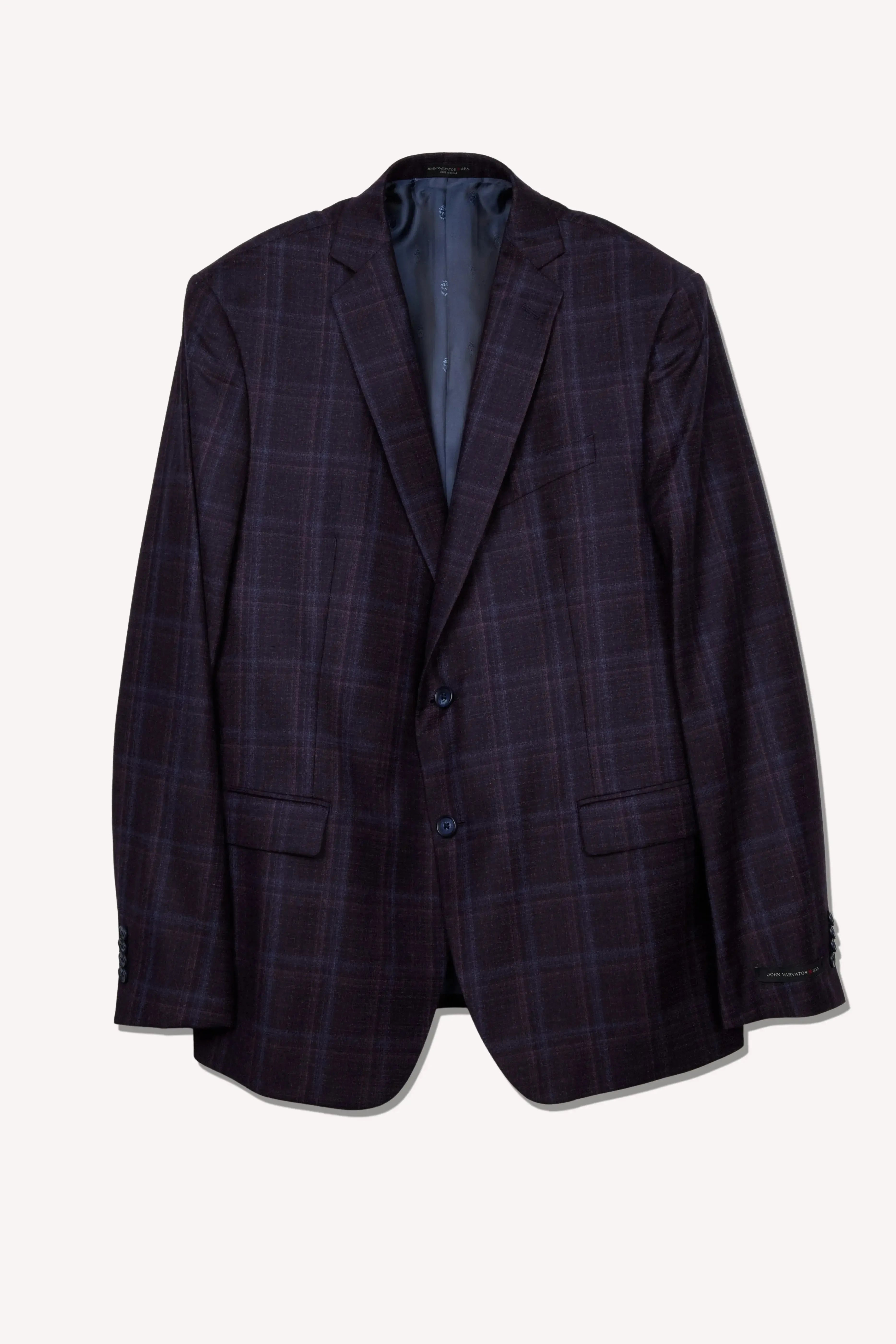 John Varvatos Single Breasted Overcheck Sports Jacket Purple Blue-MALFORD OF LONDON SAVILE ROW MENSWEAR OUTLET