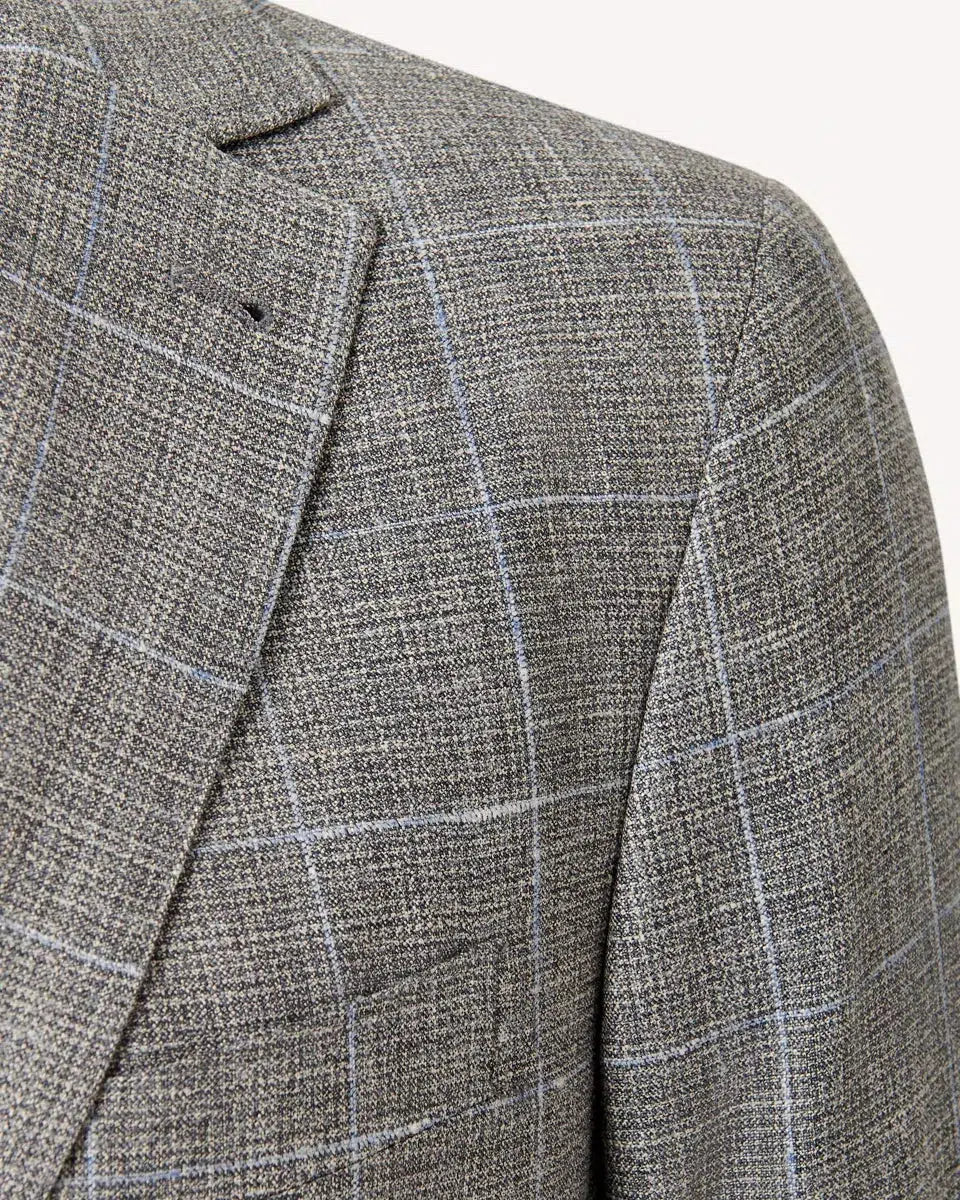 Joseph Abboud Linen Silk Jacket Grey Check-MALFORD OF LONDON SAVILE ROW MENSWEAR OUTLET