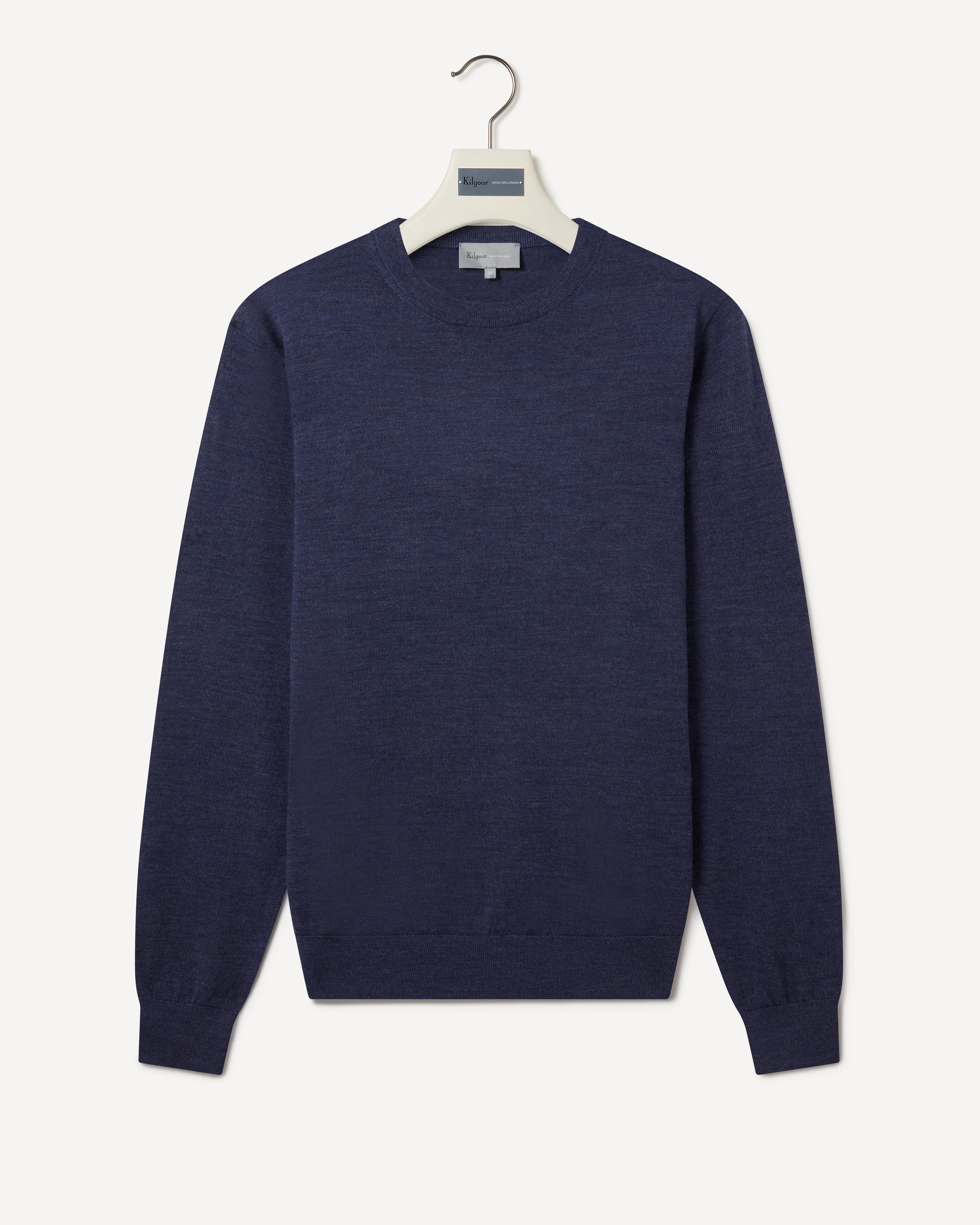 KG Crew-Neck Easy Care Merino INDIGO-MALFORD OF LONDON SAVILE ROW MENSWEAR OUTLET
