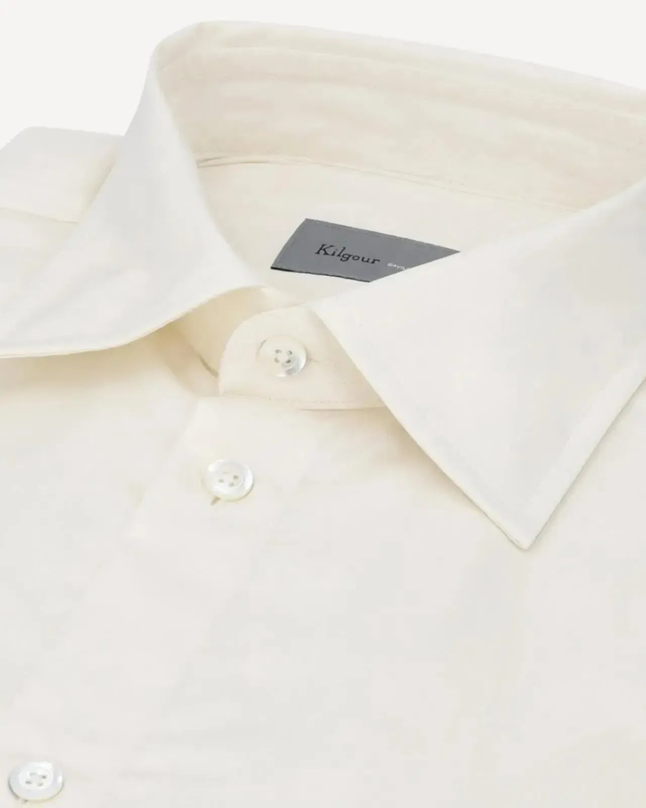 Kilgour Classic Regular Collar Poplin Cotton Shirt Ivory-MALFORD OF LONDON SAVILE ROW MENSWEAR OUTLET