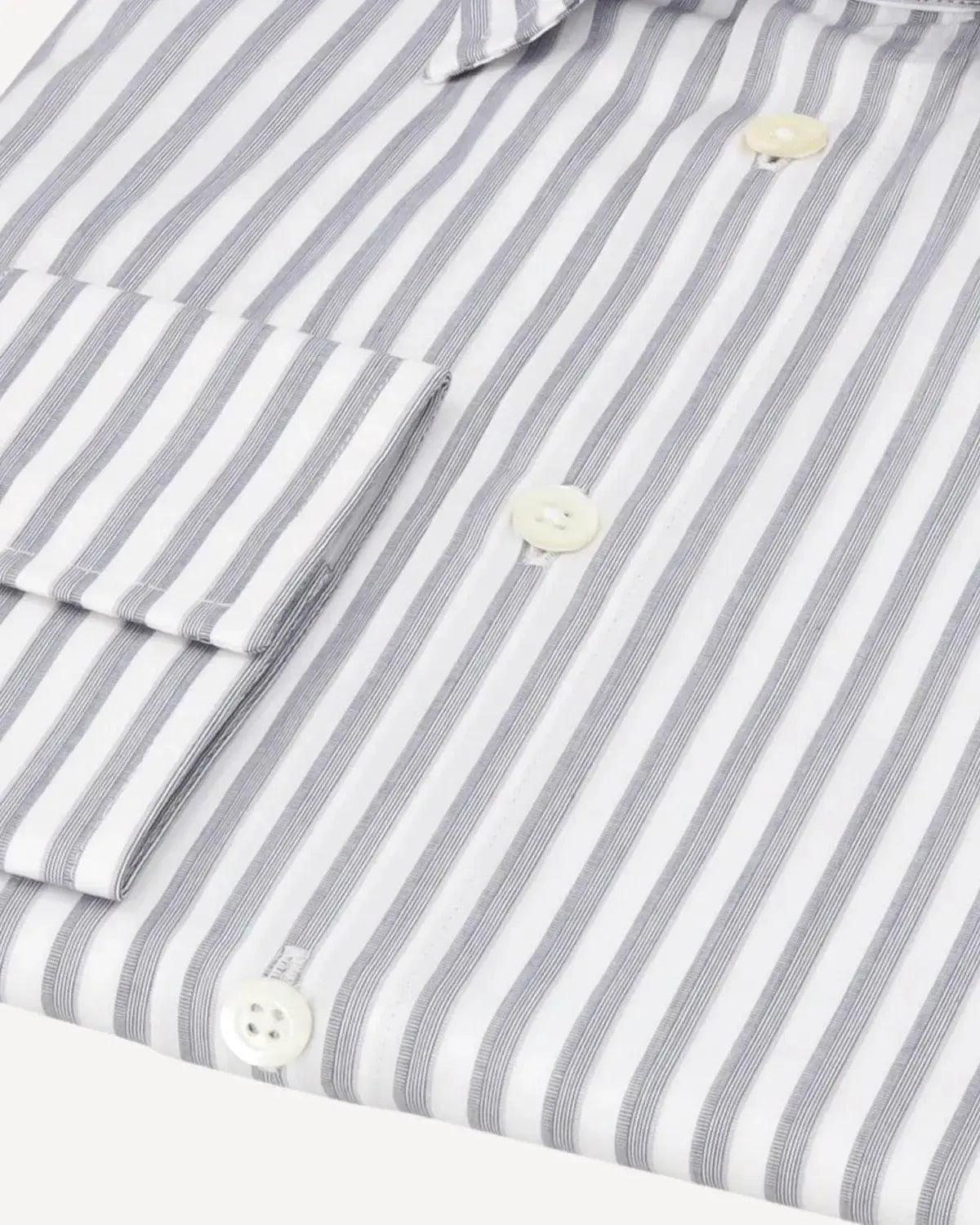 KILGOUR Cut-away Collar Stripe Shirt White/Grey-MALFORD OF LONDON SAVILE ROW MENSWEAR OUTLET