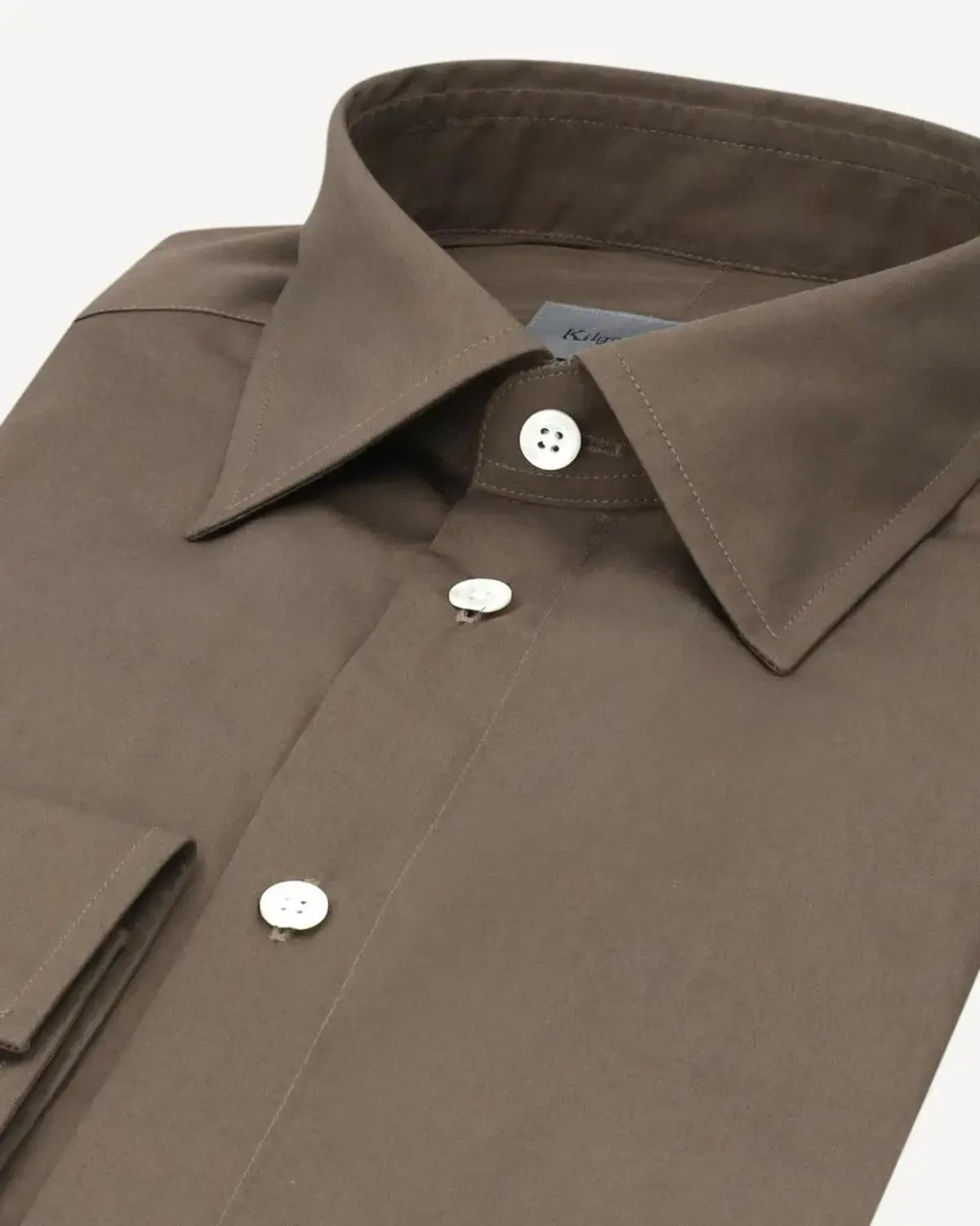 KILGOUR Lightweight Plain Poplin Shirt Olive – Savile Row Menswear Outlet | Malford of London