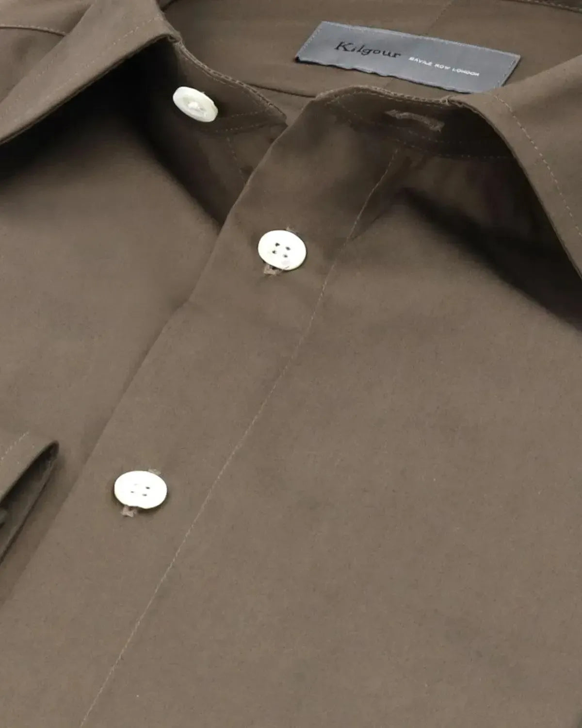 KILGOUR Lightweight Plain Poplin Shirt Olive-MALFORD OF LONDON SAVILE ROW MENSWEAR OUTLET