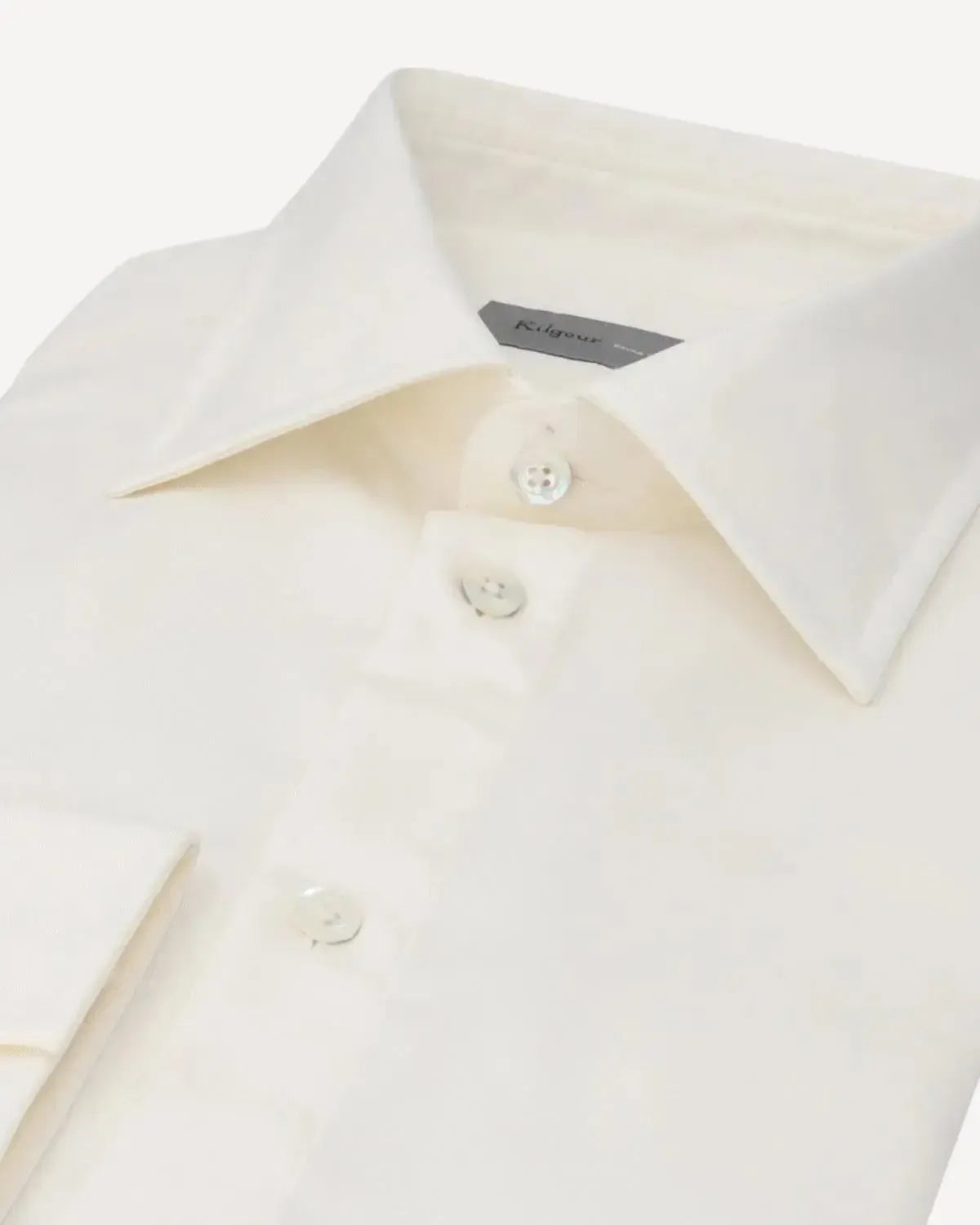 KILGOUR Luxury Twill Cotton Shirt White-MALFORD OF LONDON SAVILE ROW MENSWEAR OUTLET