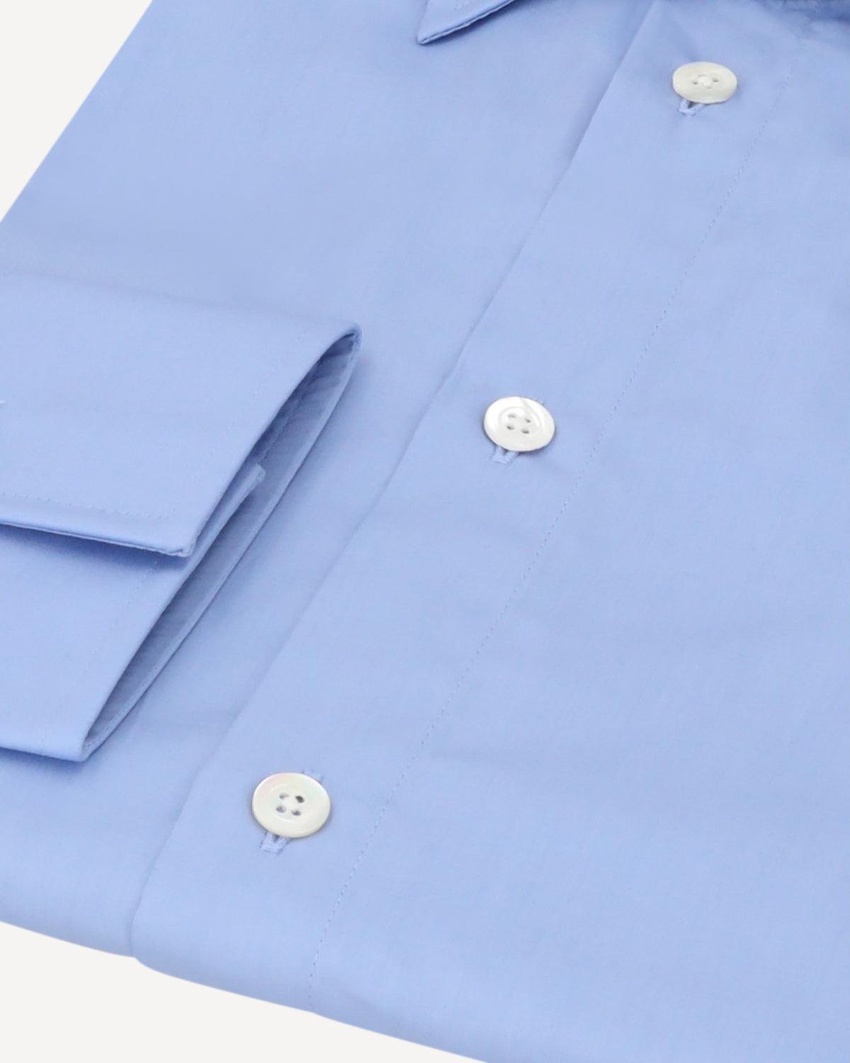 KILGOUR Plain Cotton Poplin Shirt Sky Blue-MALFORD OF LONDON SAVILE ROW MENSWEAR OUTLET