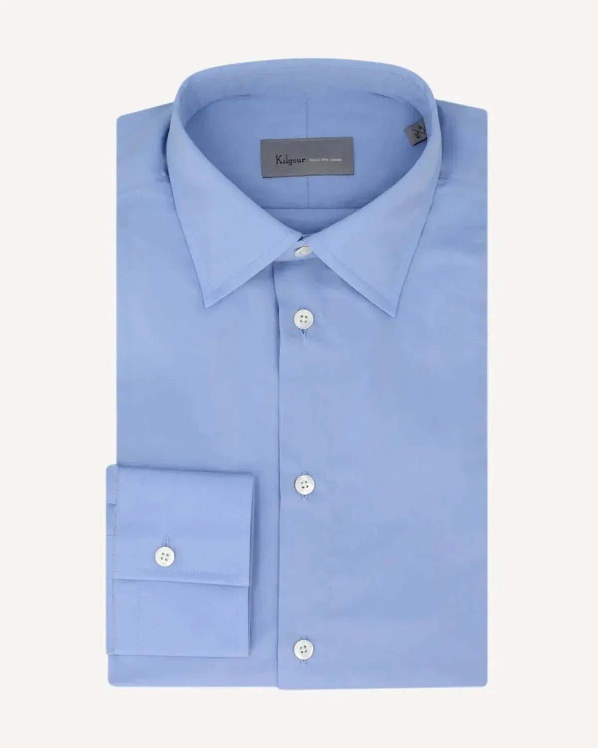 Kilgour Plain Cotton Poplin Shirt Sky Blue – Tailored Menswear | Malford of London