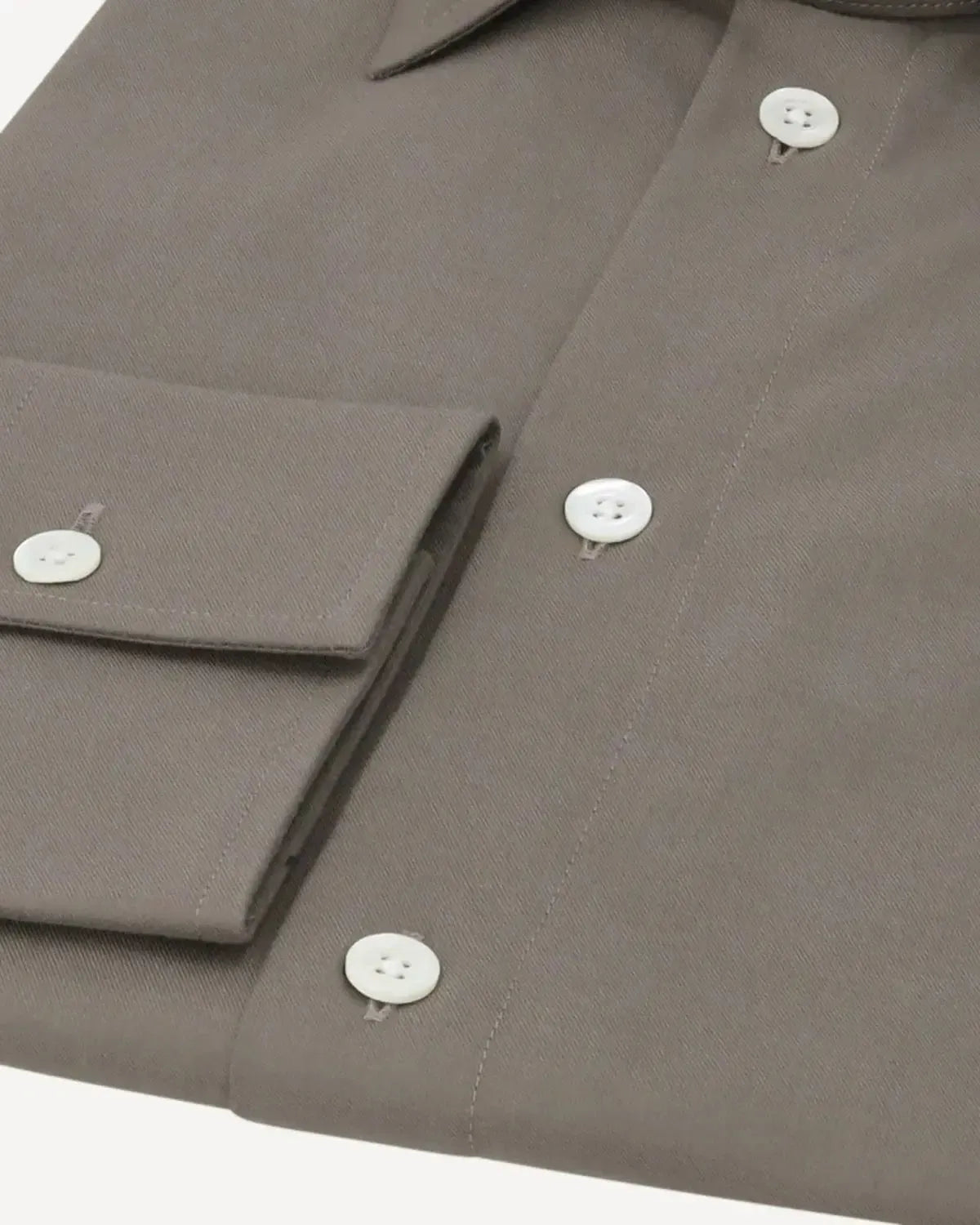 KILGOUR Plain Cotton Single Cuff Shirt Khaki Green-MALFORD OF LONDON SAVILE ROW MENSWEAR OUTLET