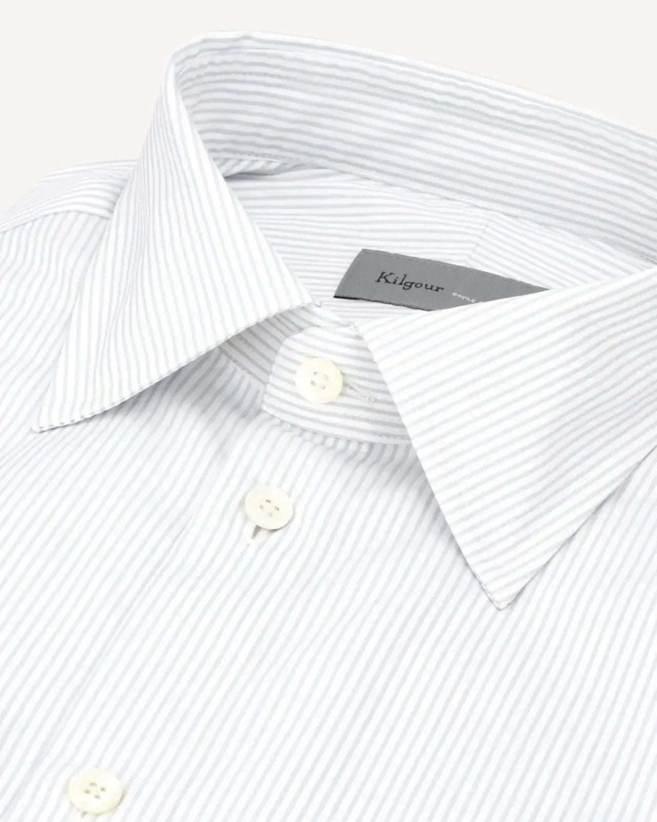 KILGOUR Regular Collar City Stripe Shirt - Sky/White-MALFORD OF LONDON SAVILE ROW MENSWEAR OUTLET