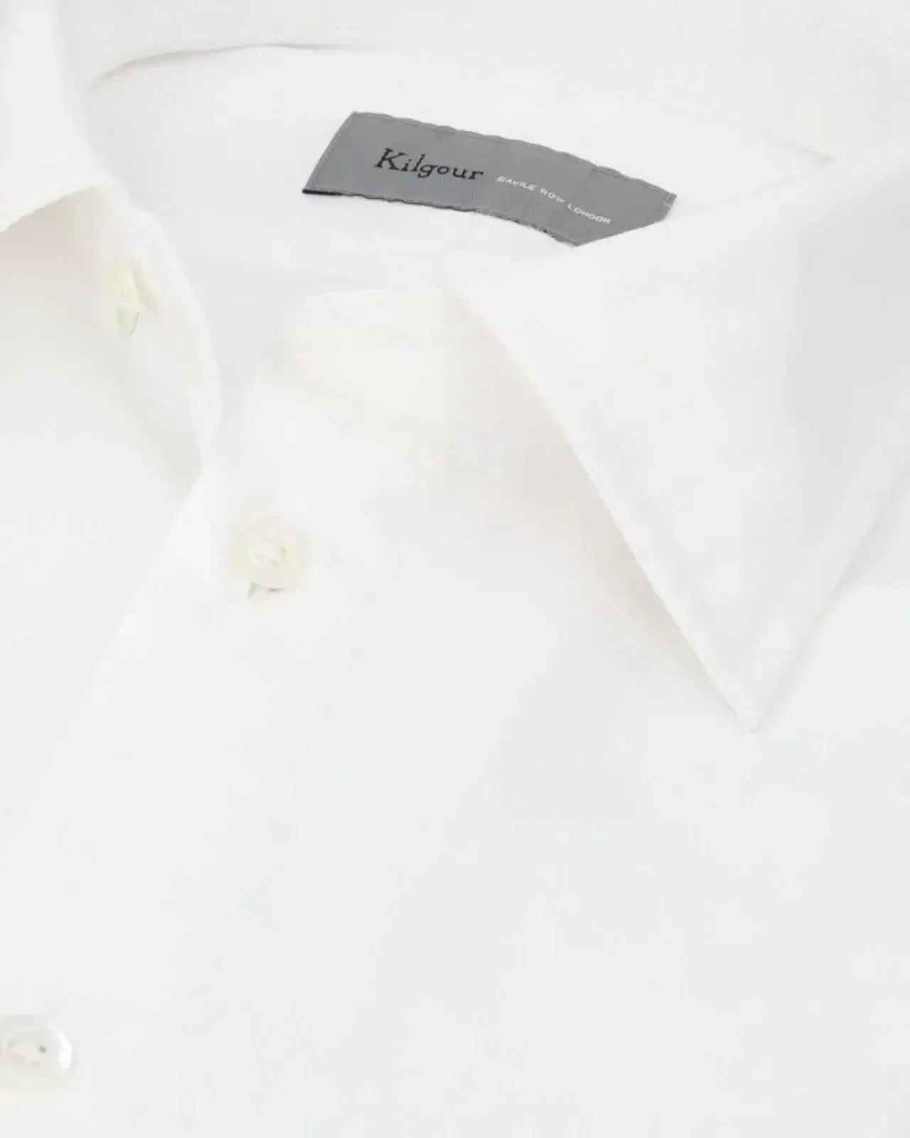 KILGOUR Regular Collar Formal Dobby Weave Shirt - White-MALFORD OF LONDON SAVILE ROW MENSWEAR OUTLET