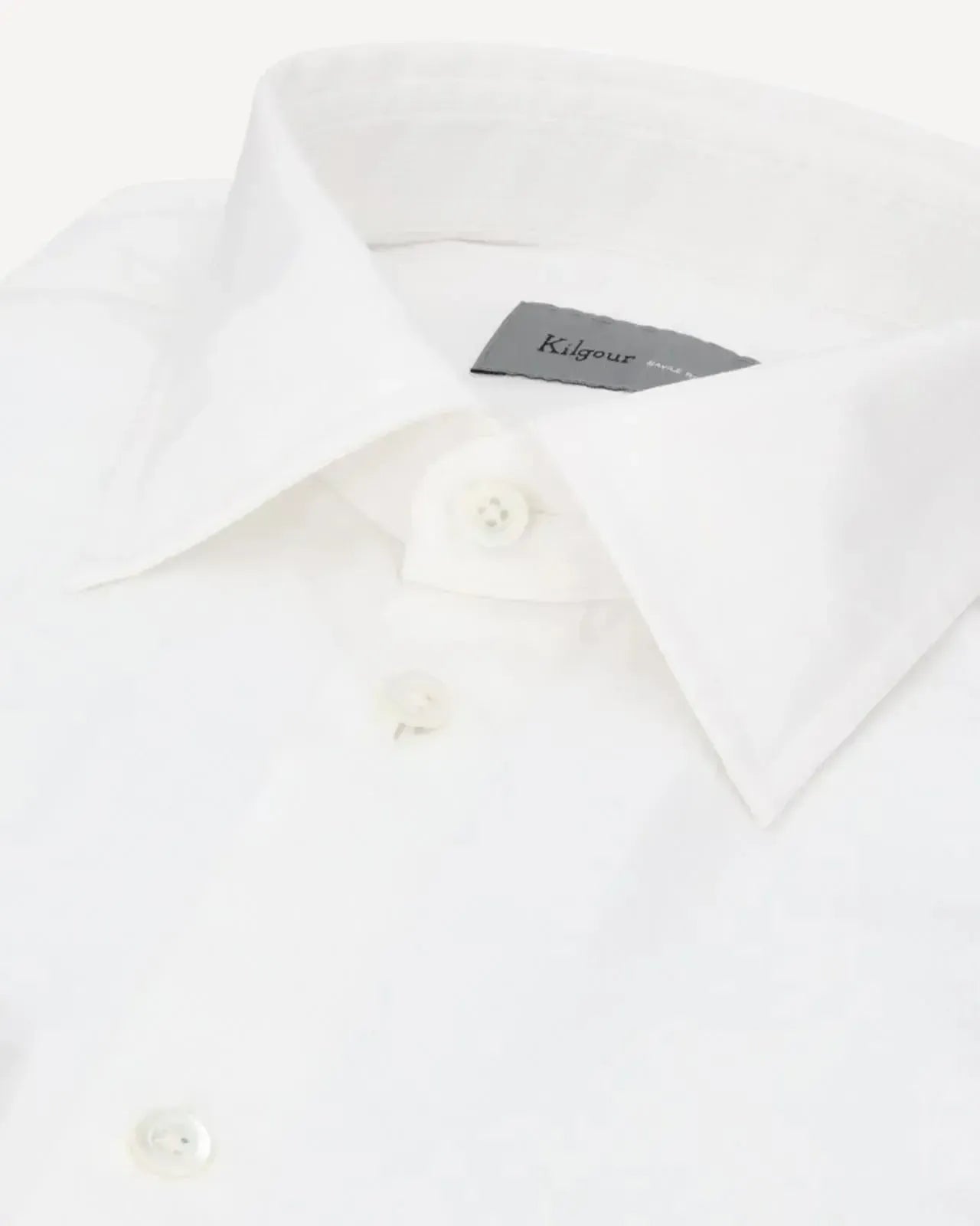 KILGOUR Regular Collar Formal Dobby Weave Shirt - White-MALFORD OF LONDON SAVILE ROW MENSWEAR OUTLET