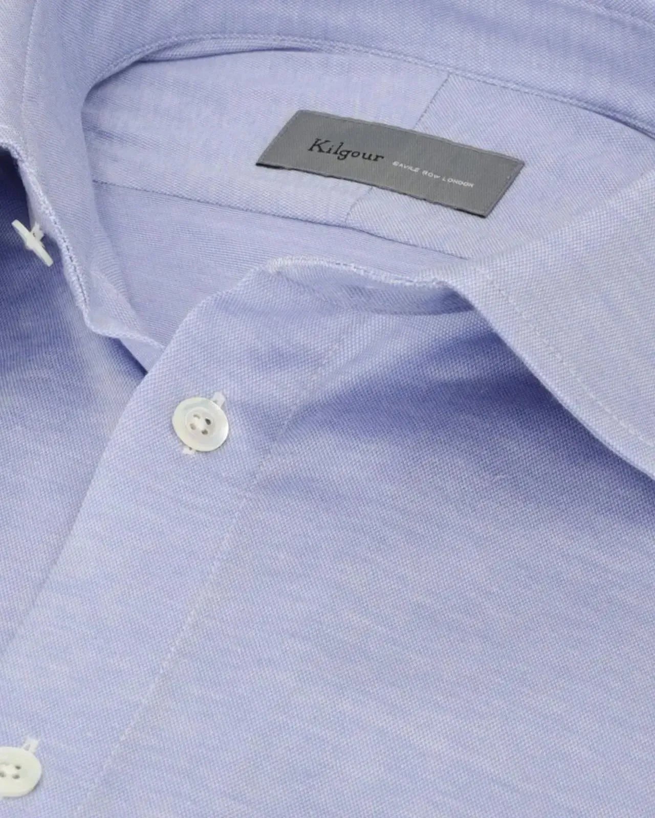 Kilgour Regular Collar Oxford Cotton Shirt Sky-MALFORD OF LONDON SAVILE ROW MENSWEAR OUTLET