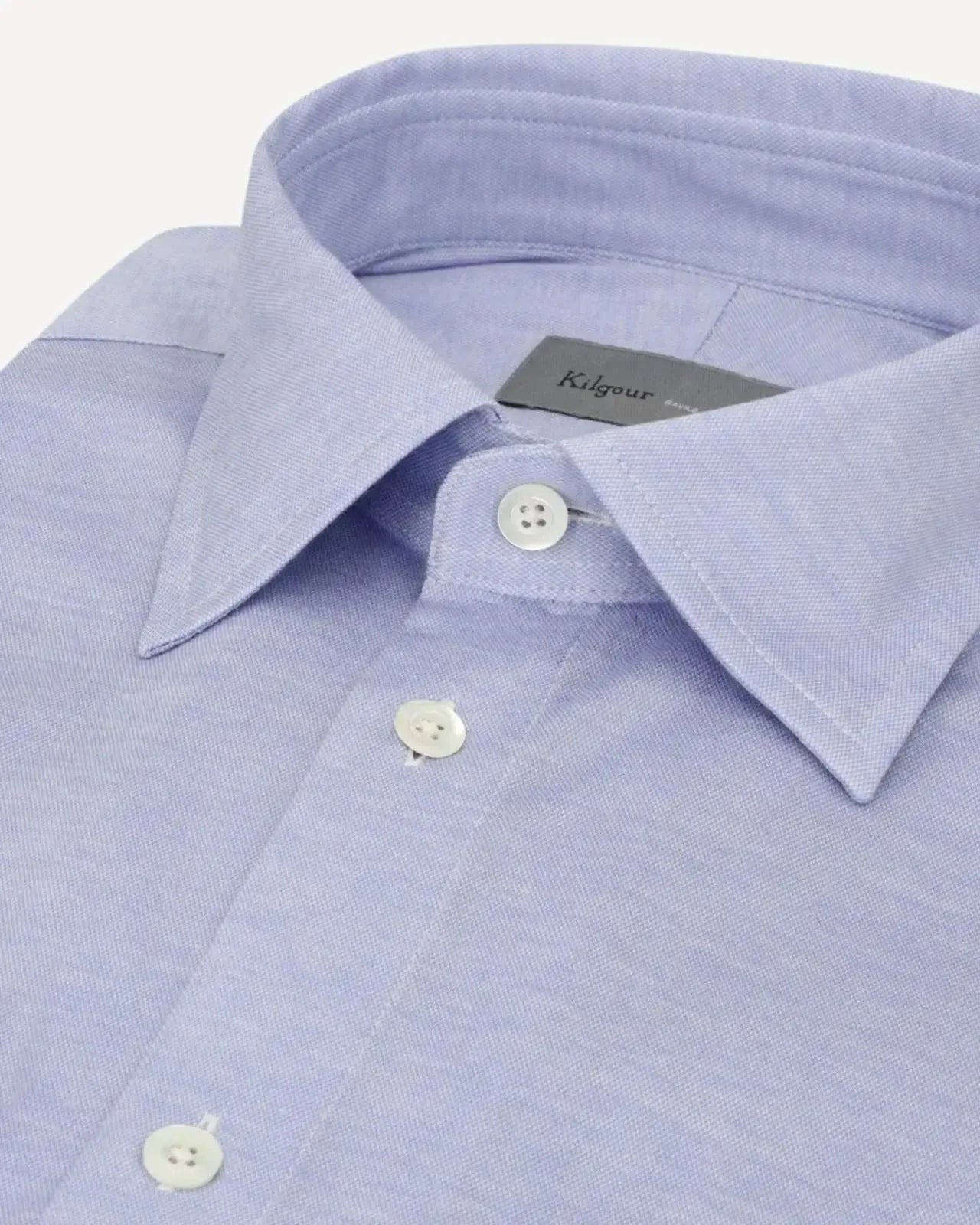 Kilgour Regular Collar Oxford Cotton Shirt Sky-MALFORD OF LONDON SAVILE ROW MENSWEAR OUTLET
