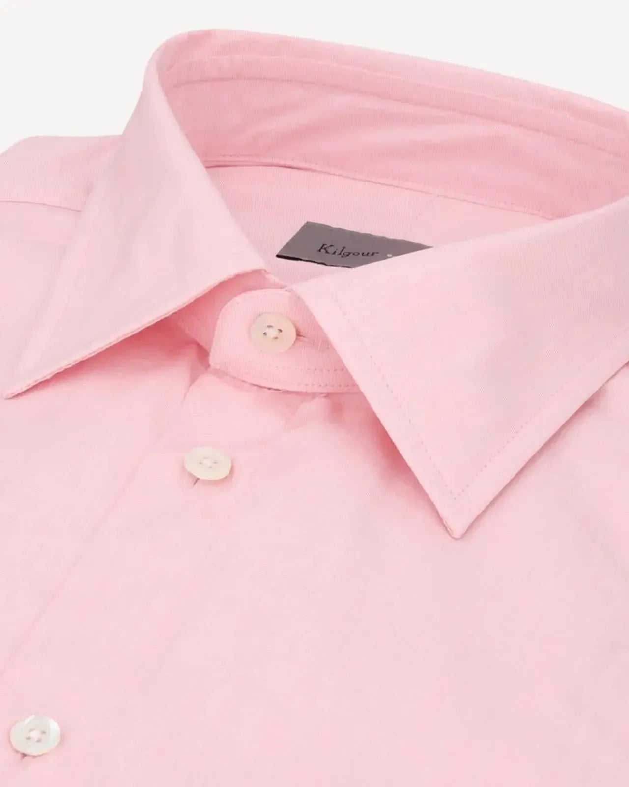 Kilgour Regular Collar Poplin Cotton Shirt Pink-MALFORD OF LONDON SAVILE ROW MENSWEAR OUTLET