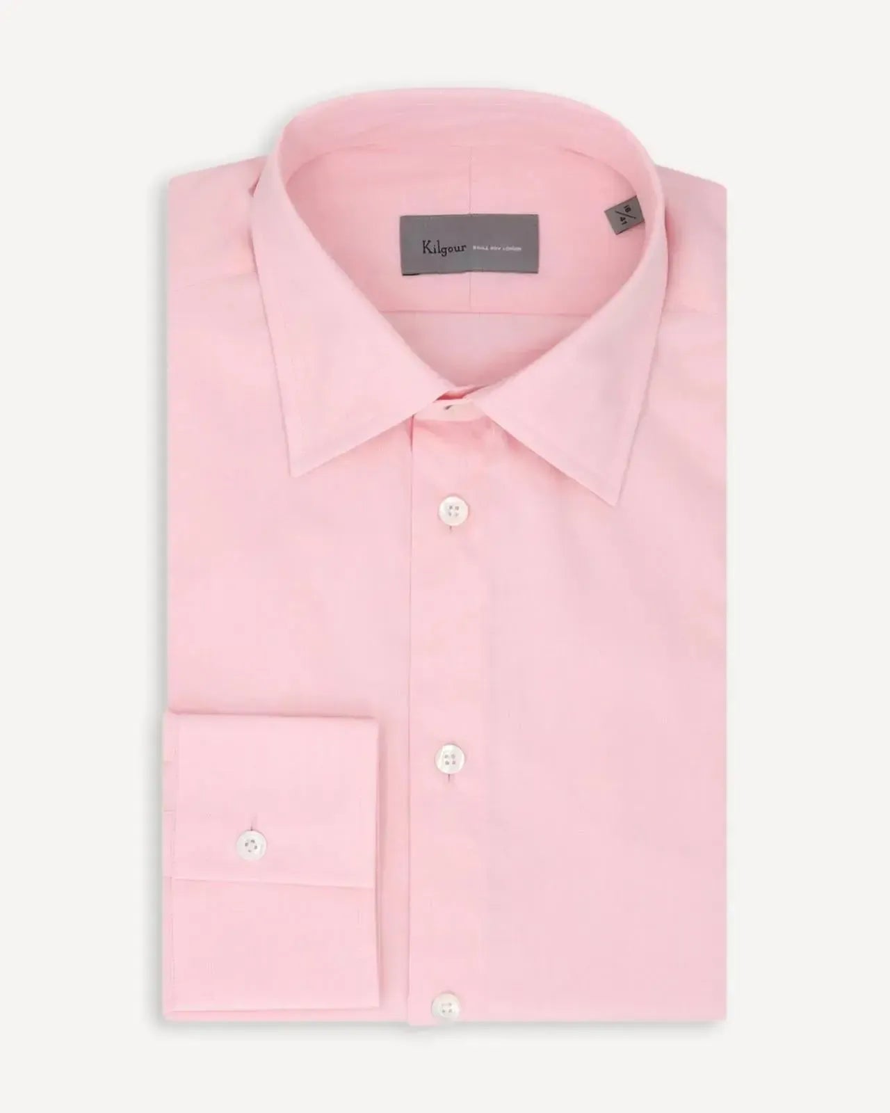 Kilgour Regular Collar Poplin Cotton Shirt Pink-MALFORD OF LONDON SAVILE ROW MENSWEAR OUTLET