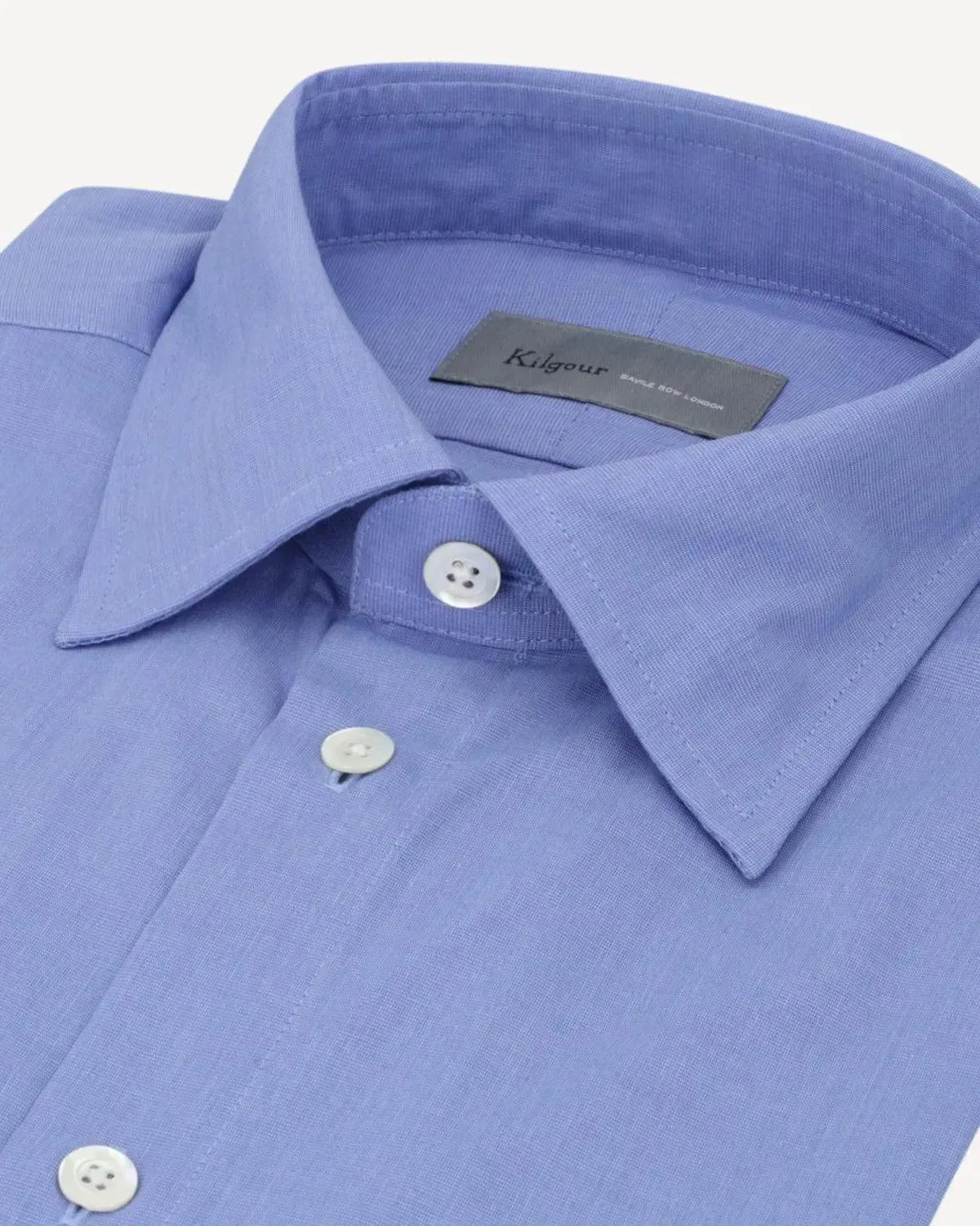 KILGOUR Regular Collar Single Cuff End on End Cotton Shirt-MALFORD OF LONDON SAVILE ROW MENSWEAR OUTLET