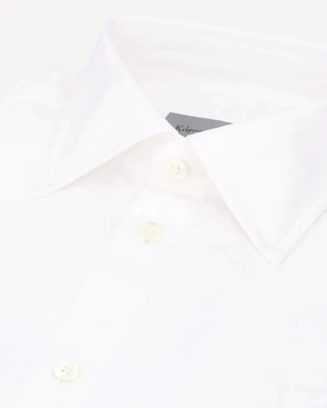 Kilgour Regular Collar Single Cuff Plain Luxury Cotton Shirt White-MALFORD OF LONDON SAVILE ROW MENSWEAR OUTLET