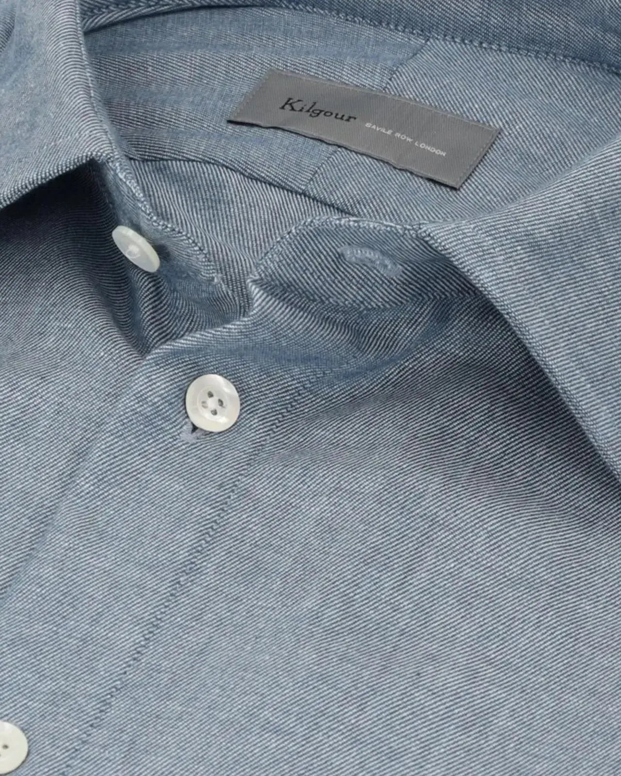 Kilgour Regular Collar Single Cuff Shirt Denim Blue-MALFORD OF LONDON SAVILE ROW MENSWEAR OUTLET