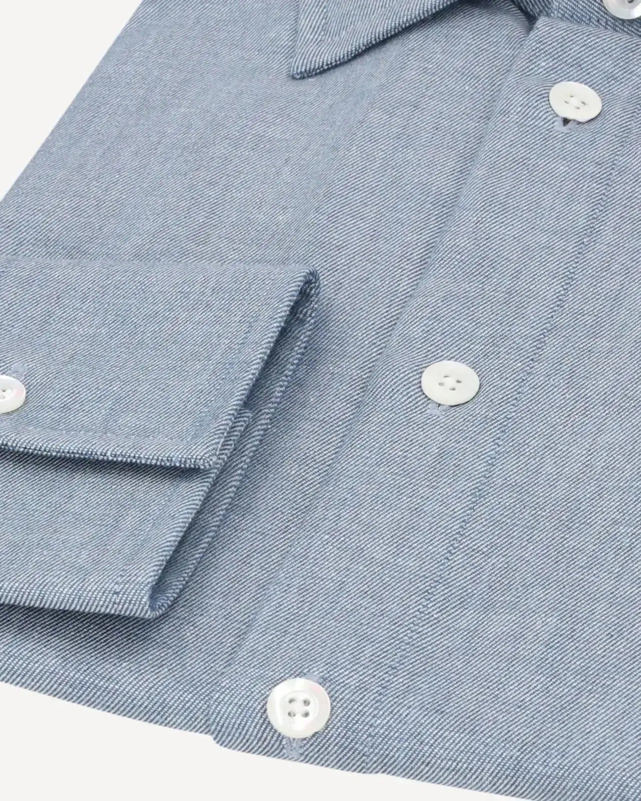 Kilgour Regular Collar Single Cuff Shirt Denim Blue-MALFORD OF LONDON SAVILE ROW MENSWEAR OUTLET
