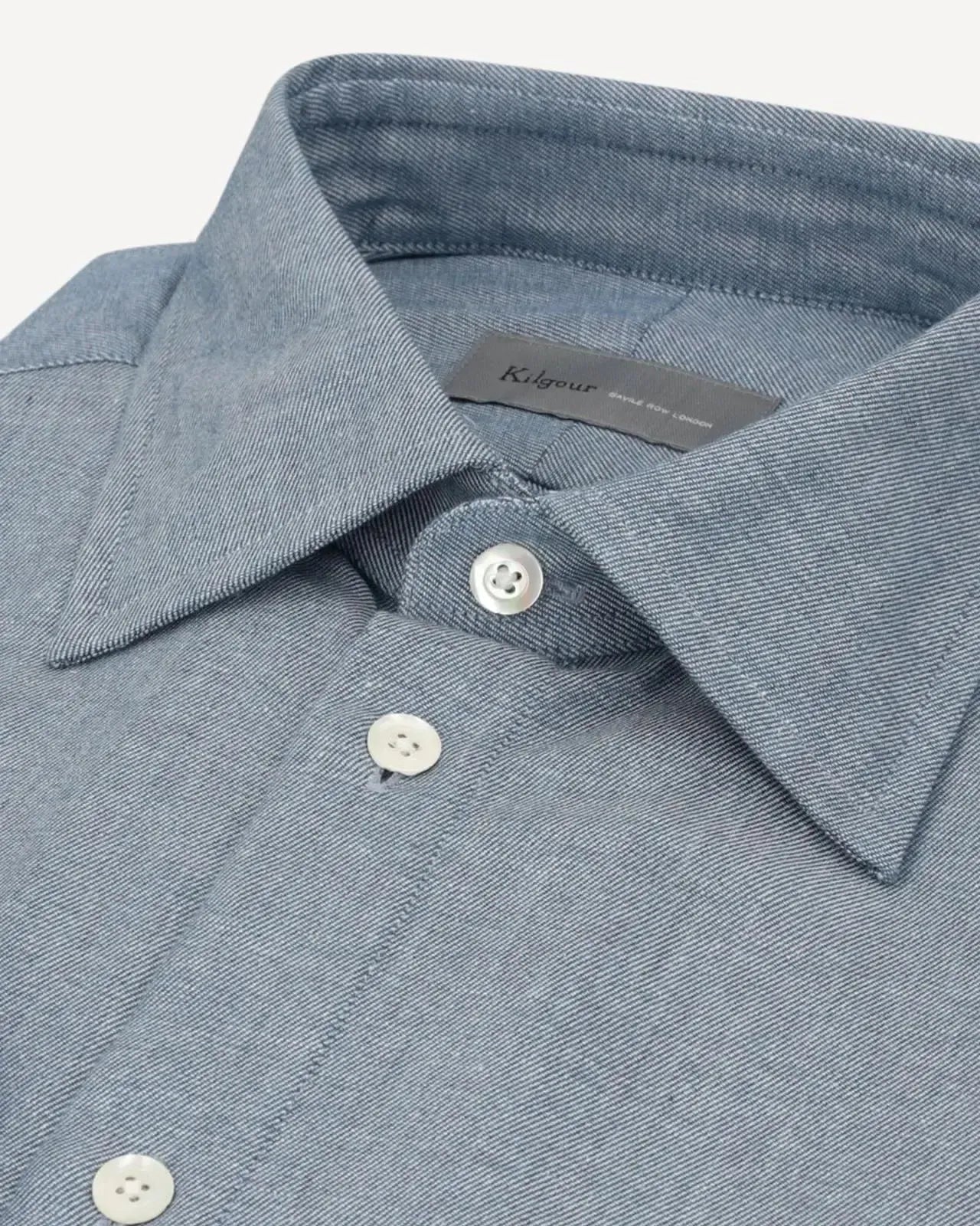 Kilgour Regular Collar Single Cuff Shirt Denim Blue-MALFORD OF LONDON SAVILE ROW MENSWEAR OUTLET