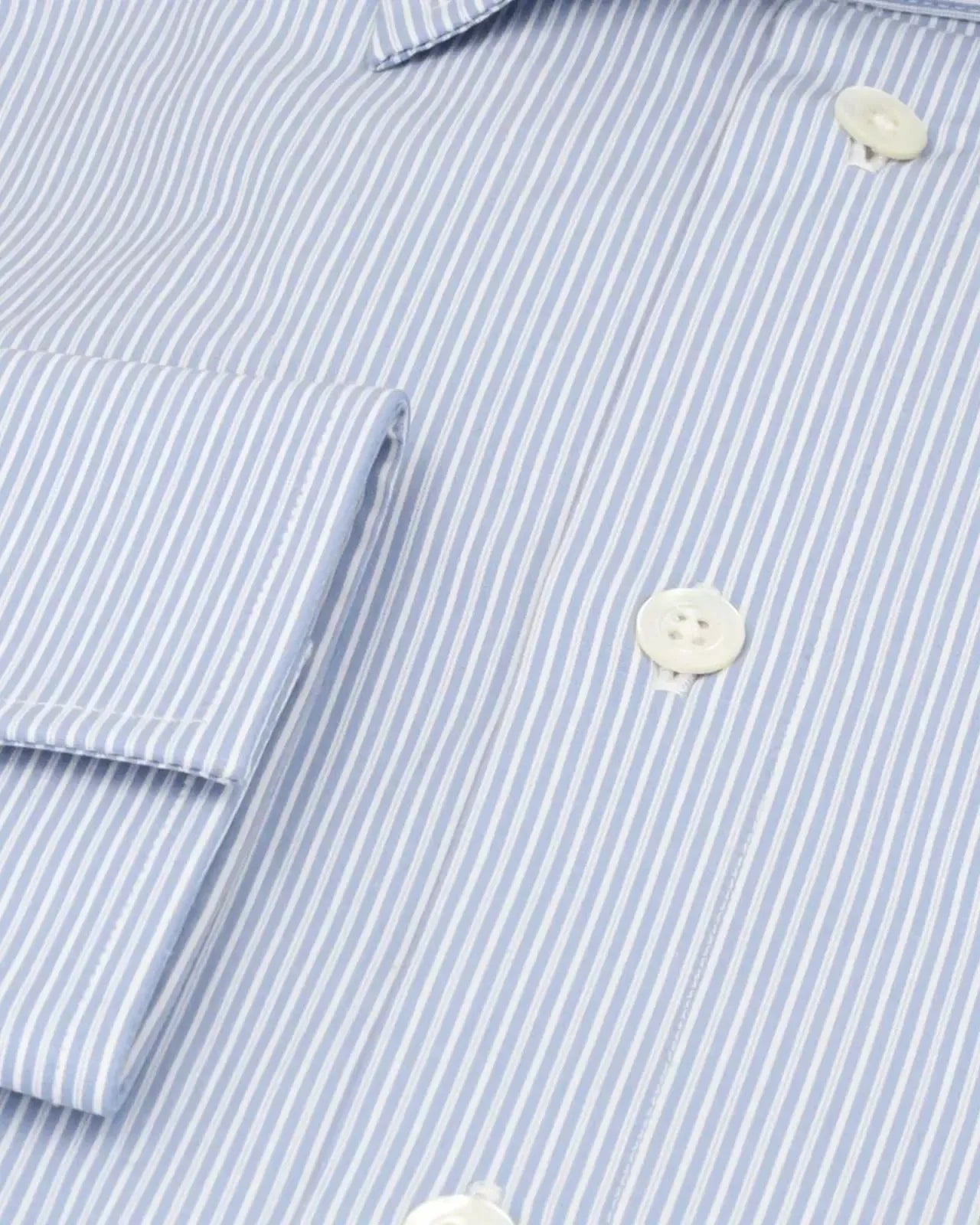 KILGOUR Regular Collar Stripe City Shirt - Sky Blue/White-MALFORD OF LONDON SAVILE ROW MENSWEAR OUTLET