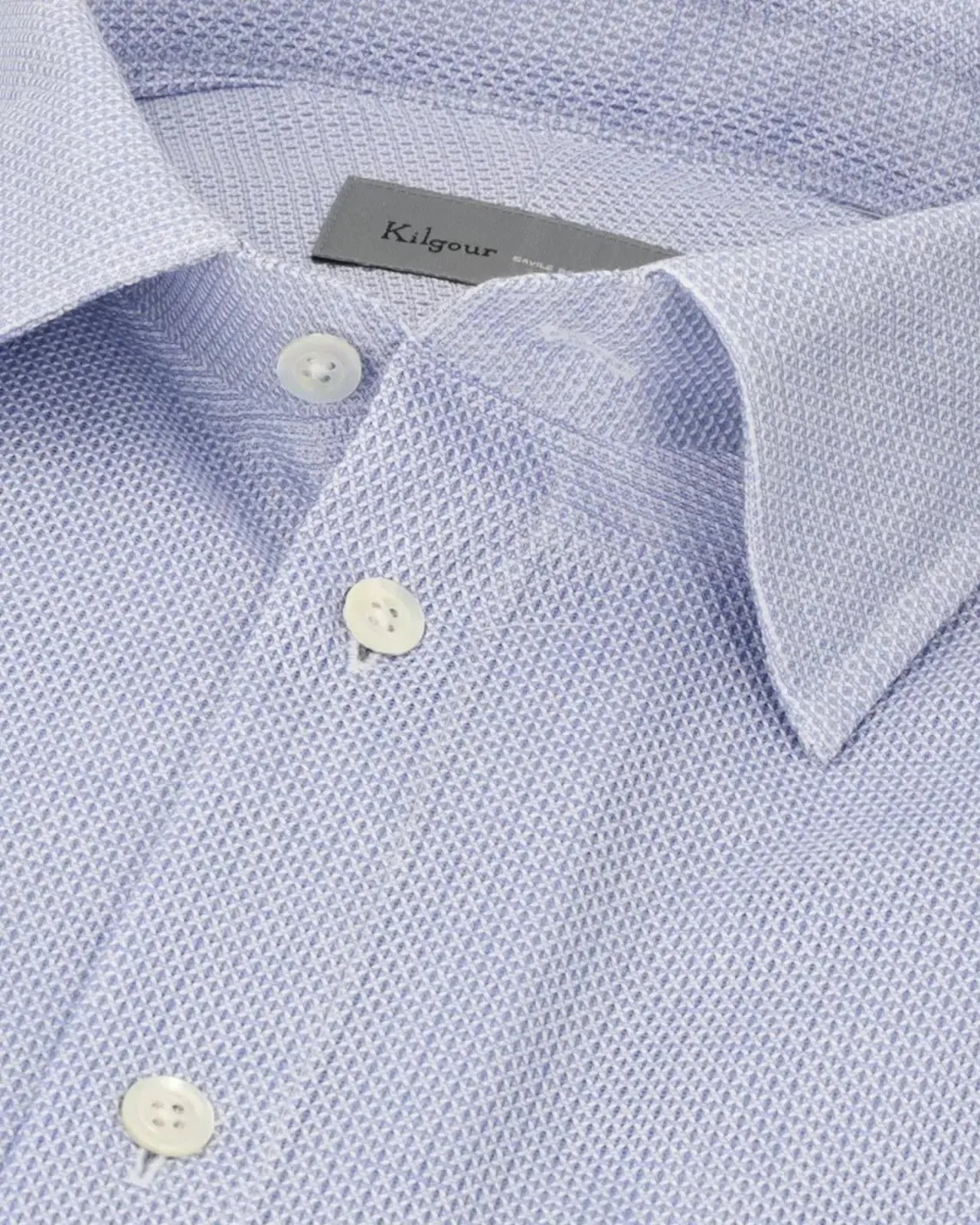 Kilgour Regular Collar Textured Cotton Shirt Sky Blue-MALFORD OF LONDON SAVILE ROW MENSWEAR OUTLET