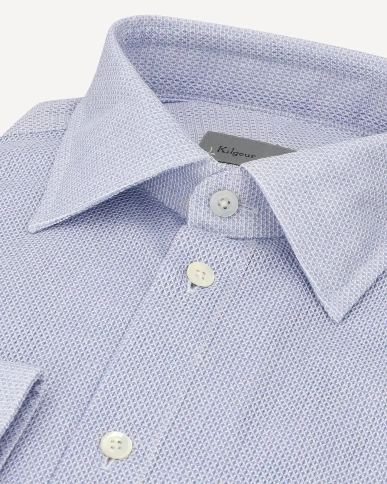 Kilgour Regular Collar Textured Cotton Shirt Sky Blue-MALFORD OF LONDON SAVILE ROW MENSWEAR OUTLET