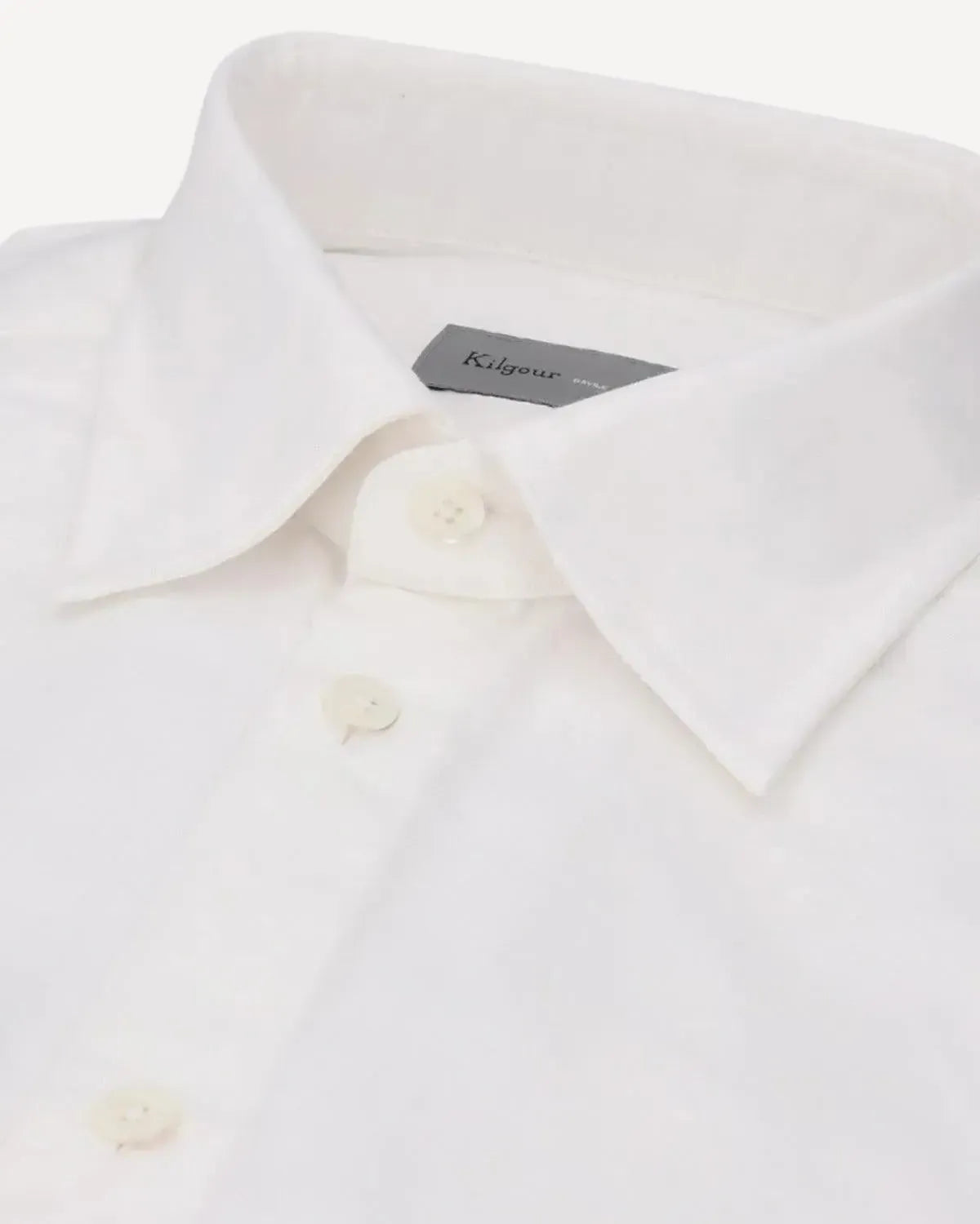KILGOUR Regular Collar Textured Oxford Shirt - White-MALFORD OF LONDON SAVILE ROW MENSWEAR OUTLET